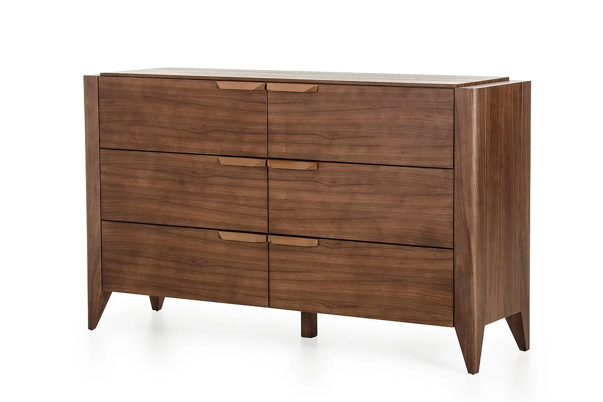 38" Tobacco Veneer And Mdf Dresser With 6 Drawers