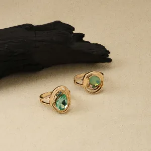 Accessorize London Women's Green 2-Pack Encircled Gem Rings Green-Large