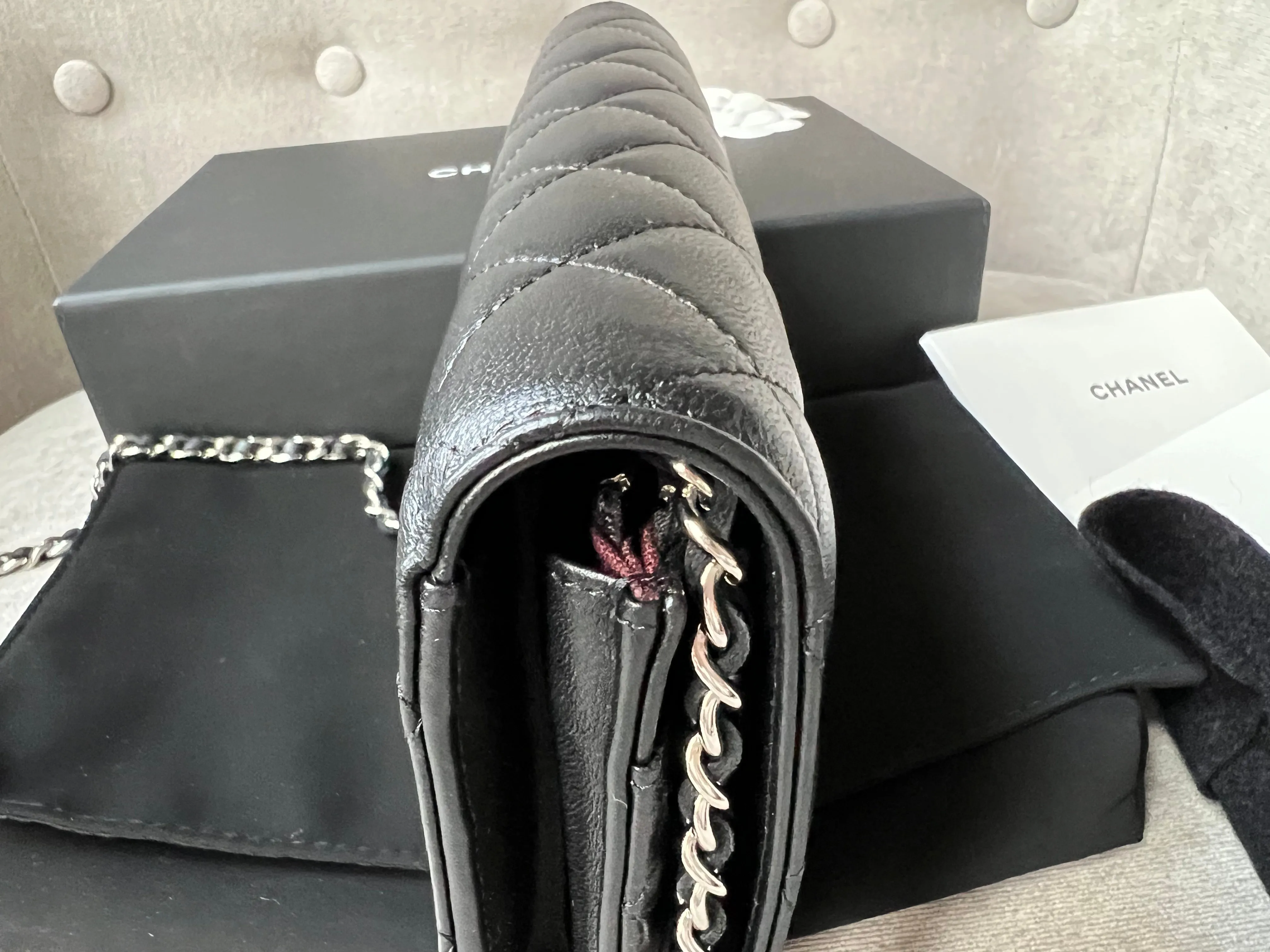 Chanel Black Lambskin Wallet on Chain with silver hardware (RRP £2,490)