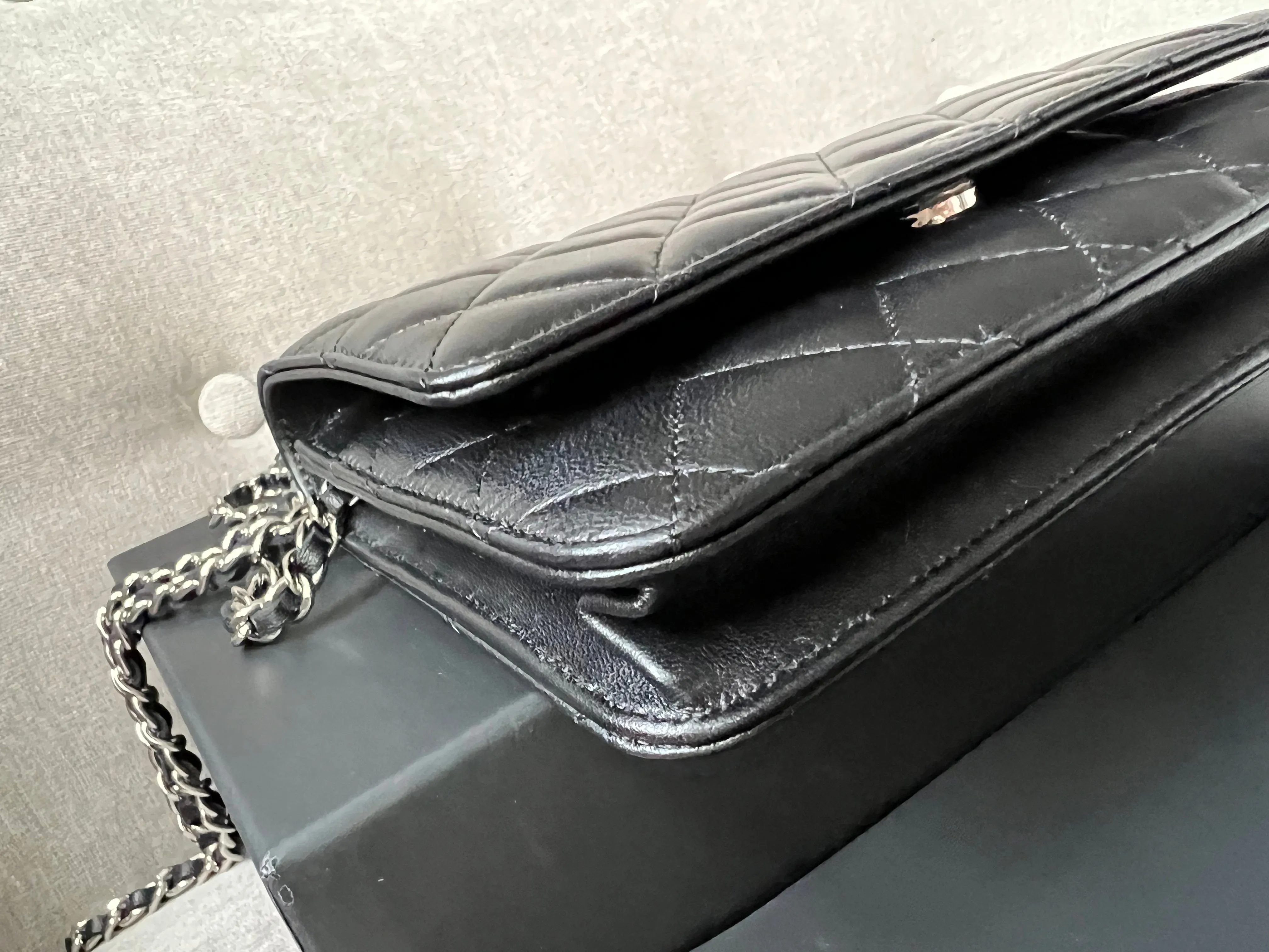 Chanel Black Lambskin Wallet on Chain with silver hardware (RRP £2,490)