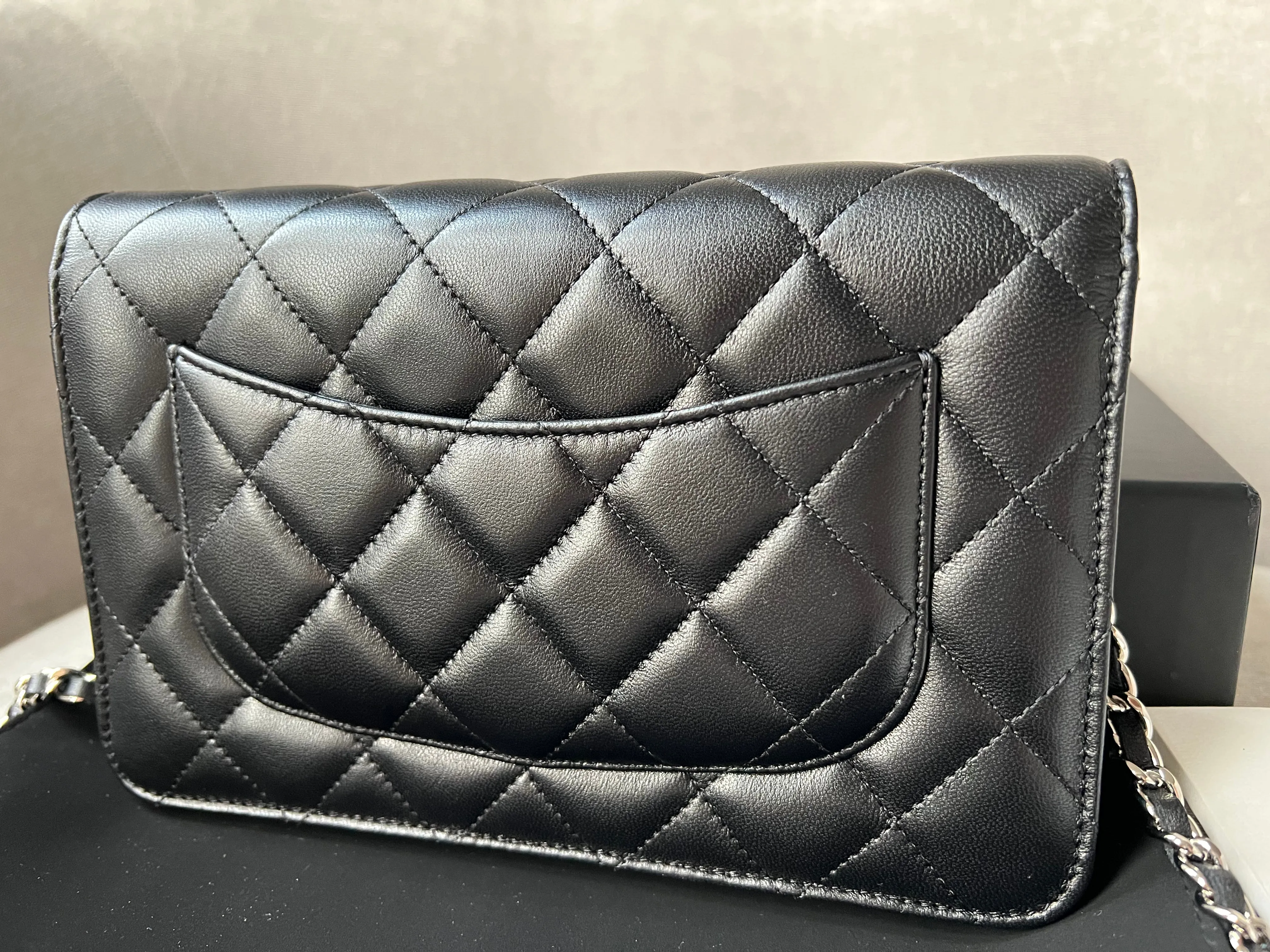 Chanel Black Lambskin Wallet on Chain with silver hardware (RRP £2,490)