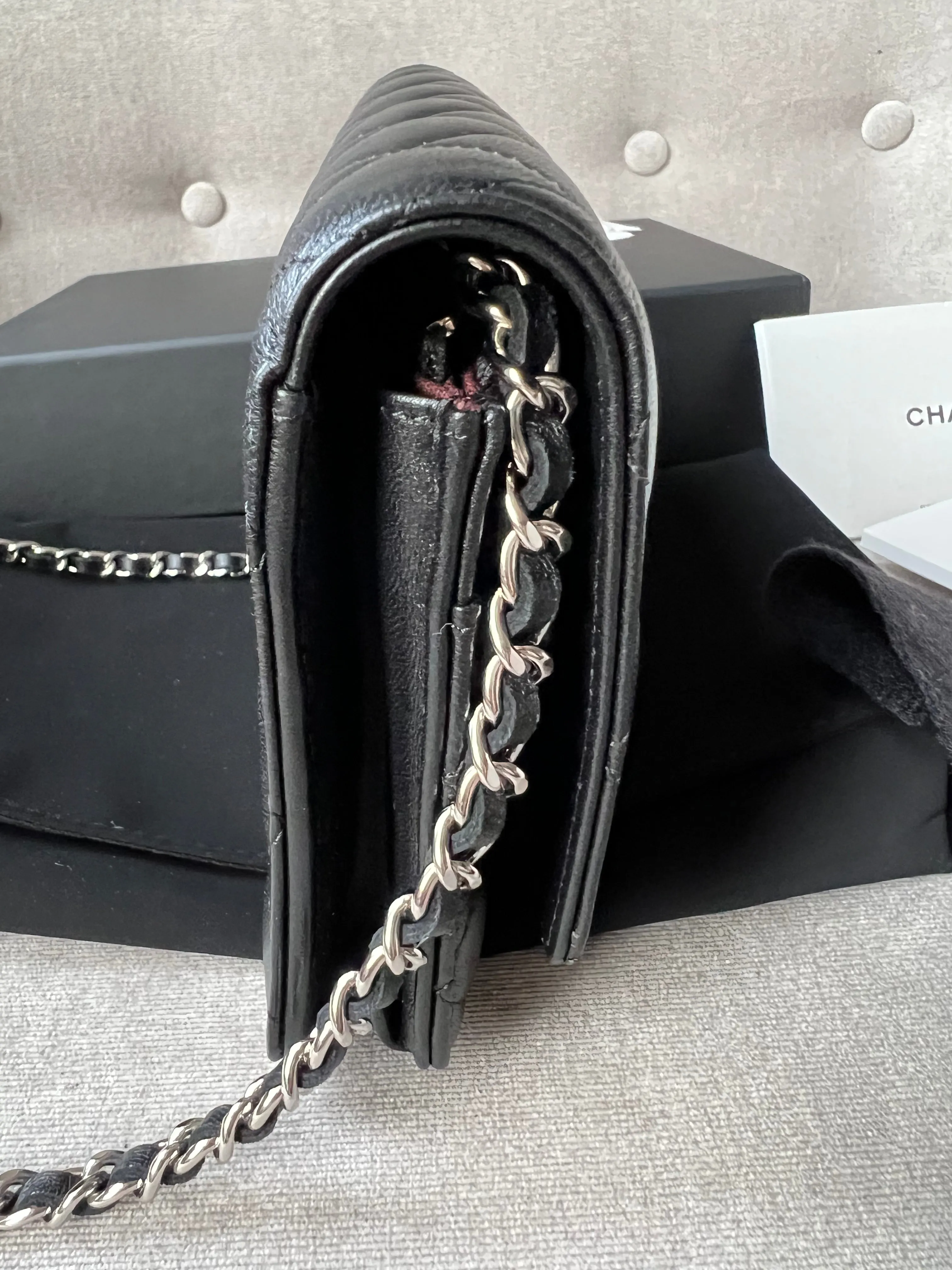 Chanel Black Lambskin Wallet on Chain with silver hardware (RRP £2,490)