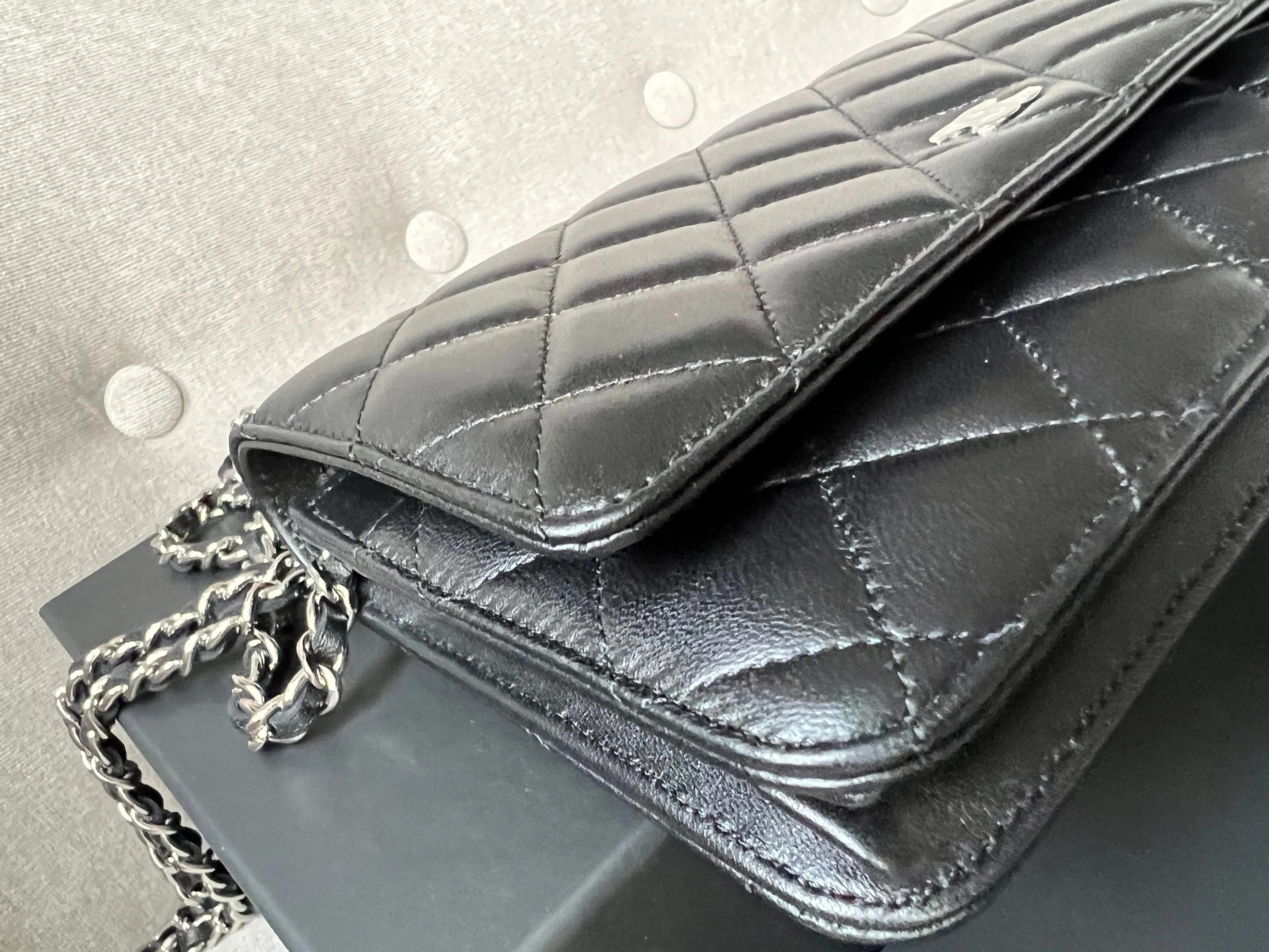 Chanel Black Lambskin Wallet on Chain with silver hardware (RRP £2,490)