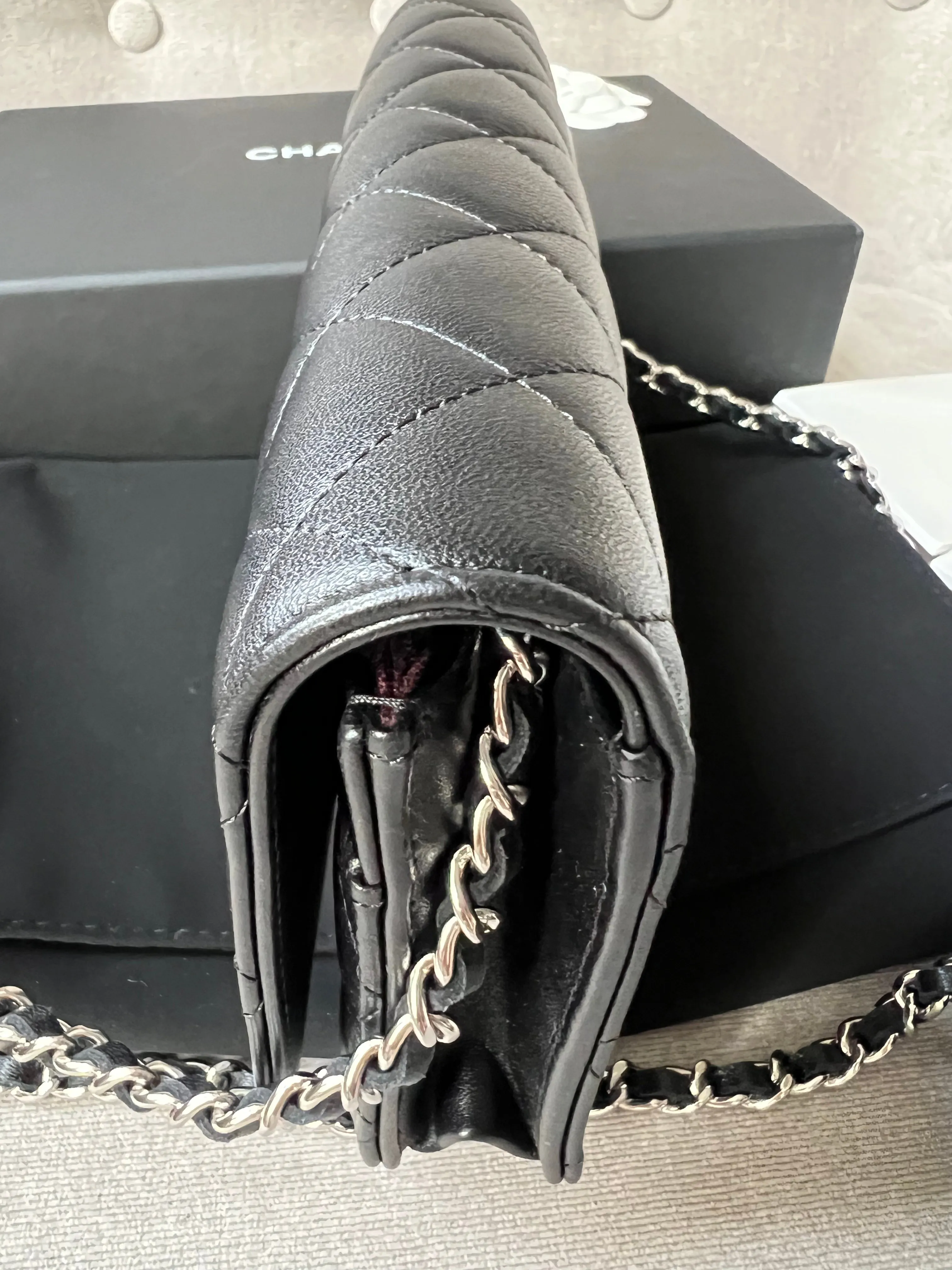 Chanel Black Lambskin Wallet on Chain with silver hardware (RRP £2,490)