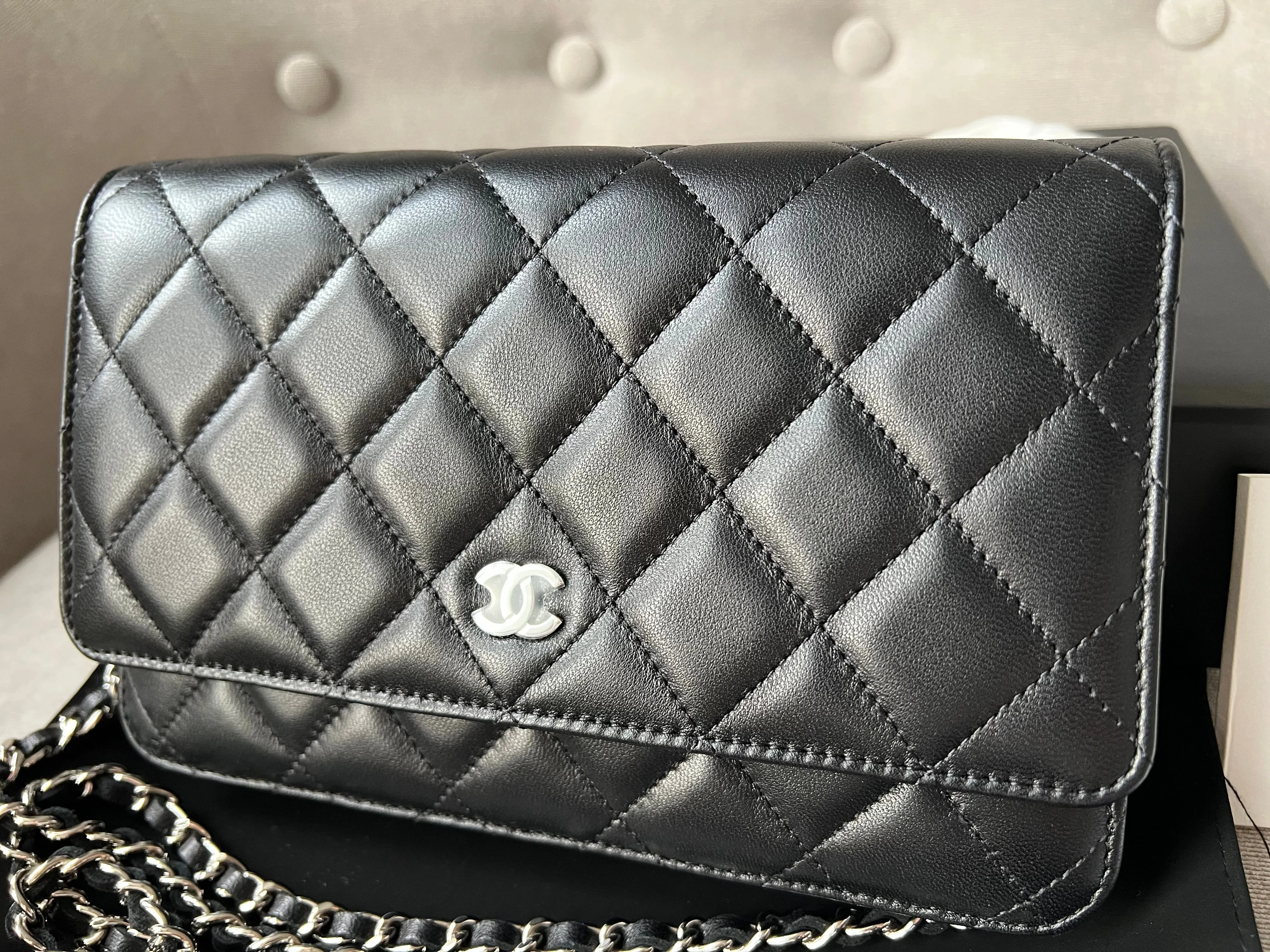 Chanel Black Lambskin Wallet on Chain with silver hardware (RRP £2,490)