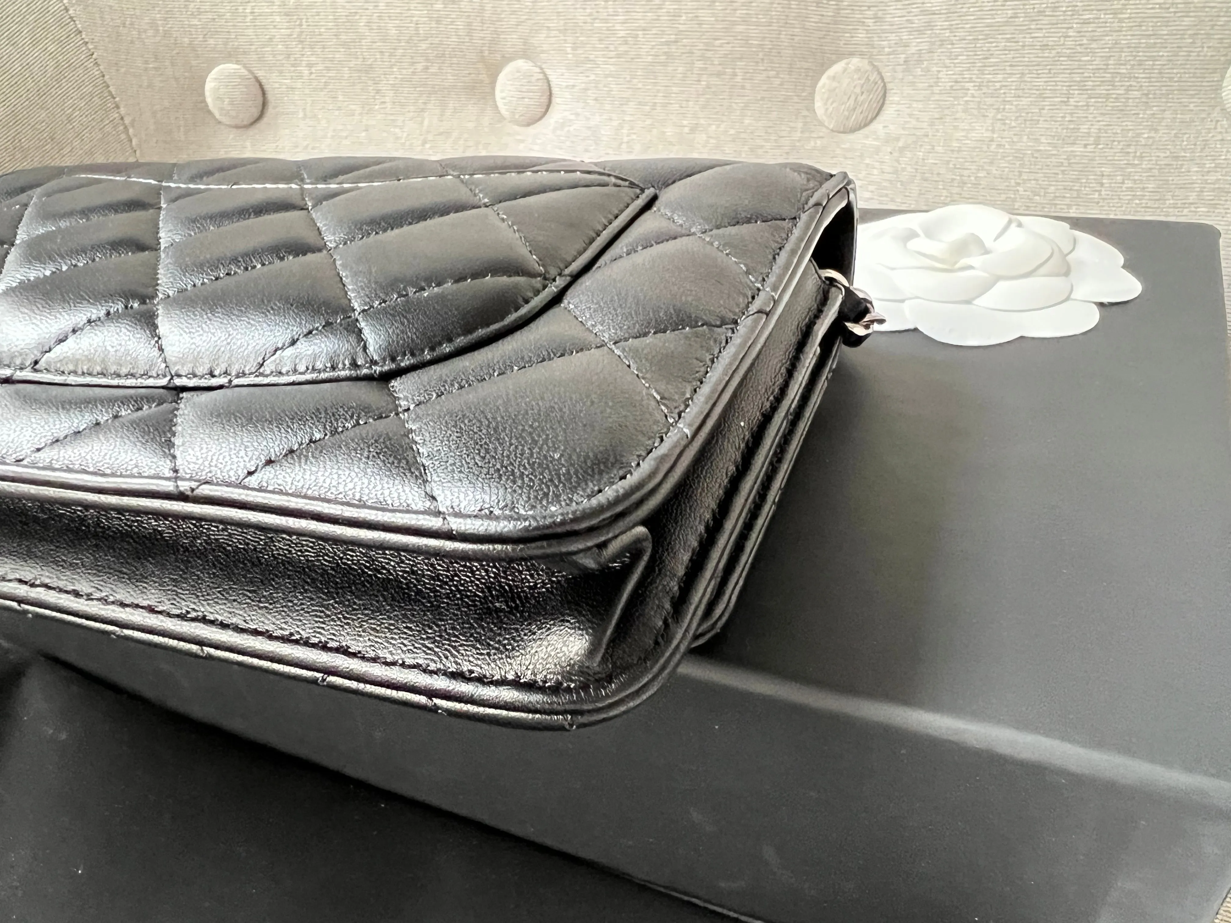 Chanel Black Lambskin Wallet on Chain with silver hardware (RRP £2,490)