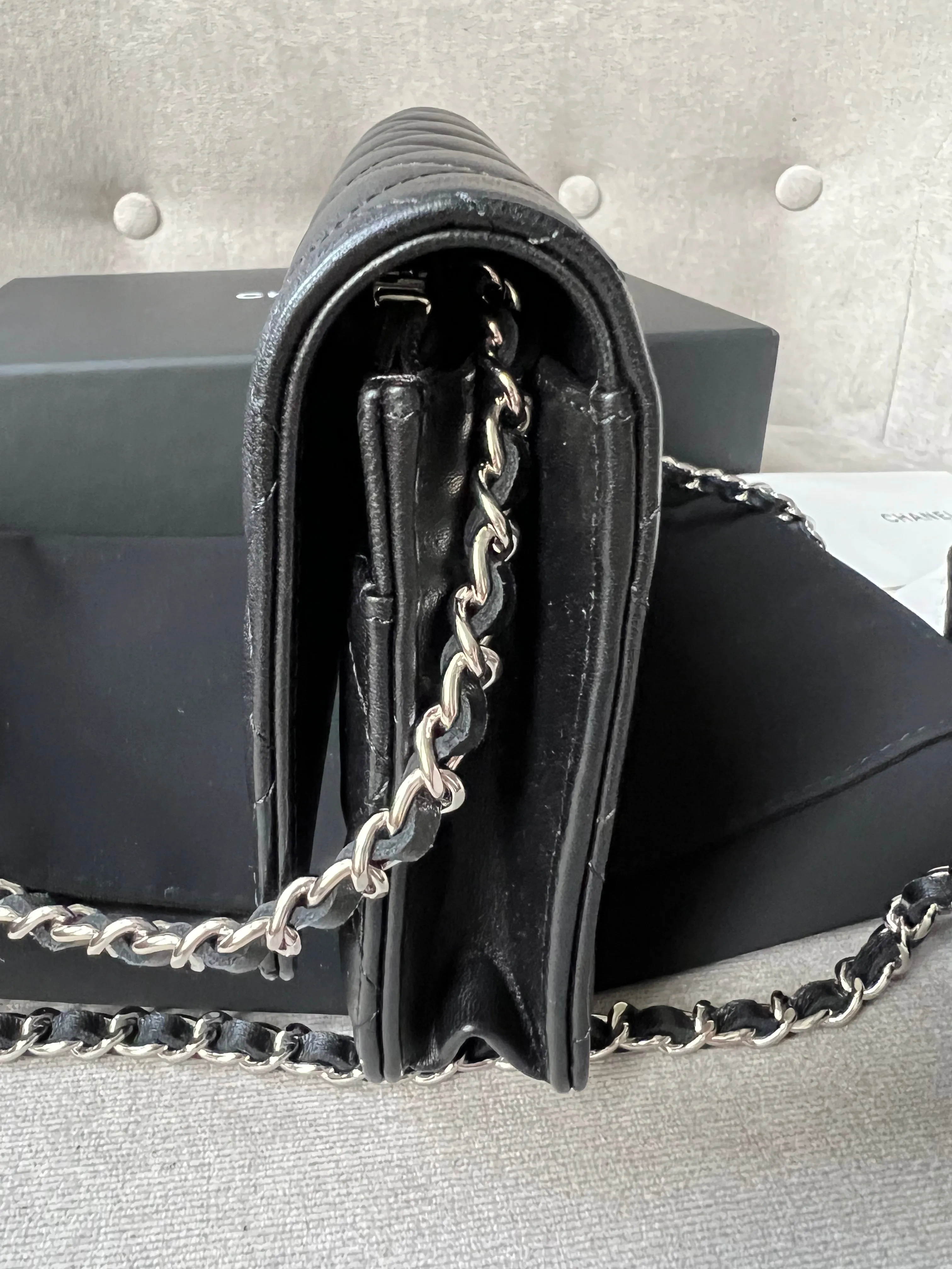 Chanel Black Lambskin Wallet on Chain with silver hardware (RRP £2,490)