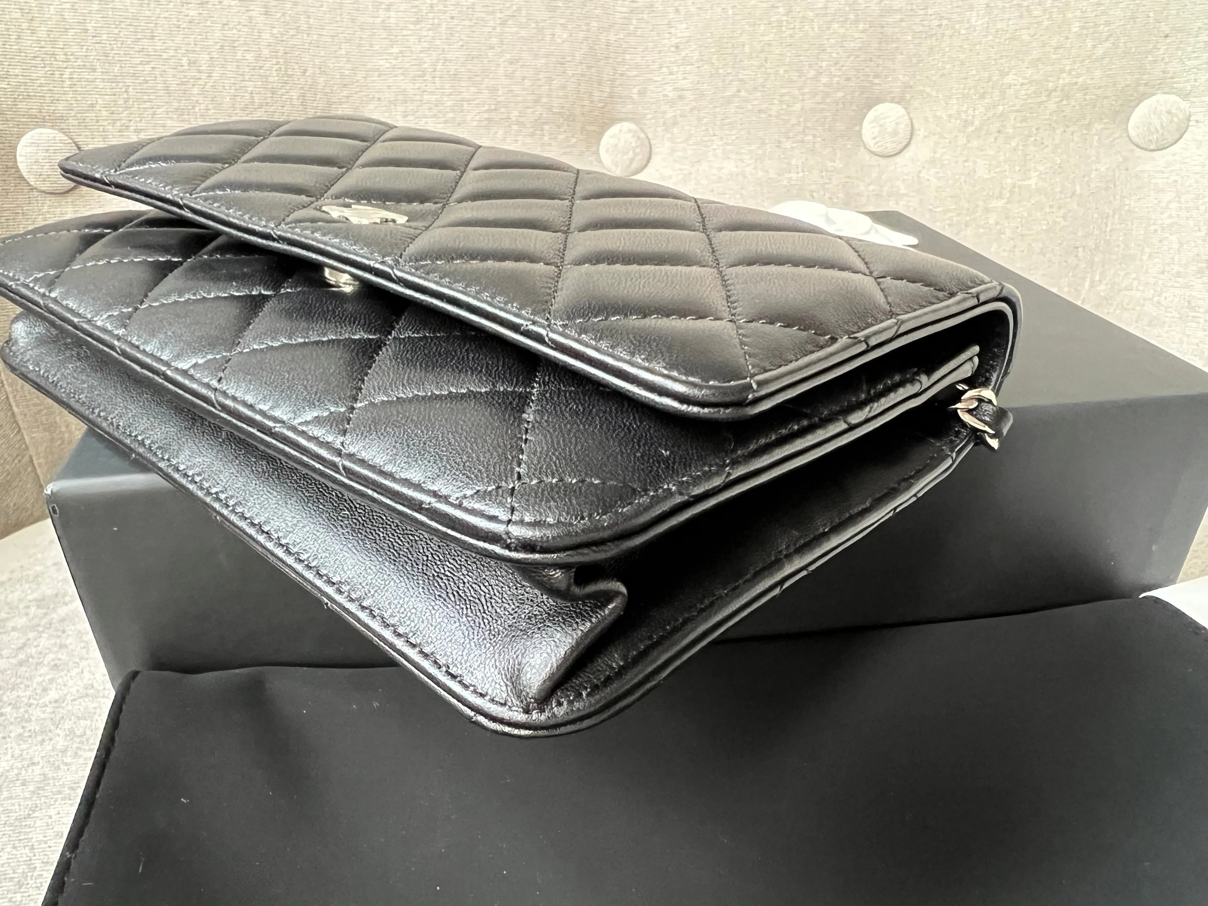 Chanel Black Lambskin Wallet on Chain with silver hardware (RRP £2,490)
