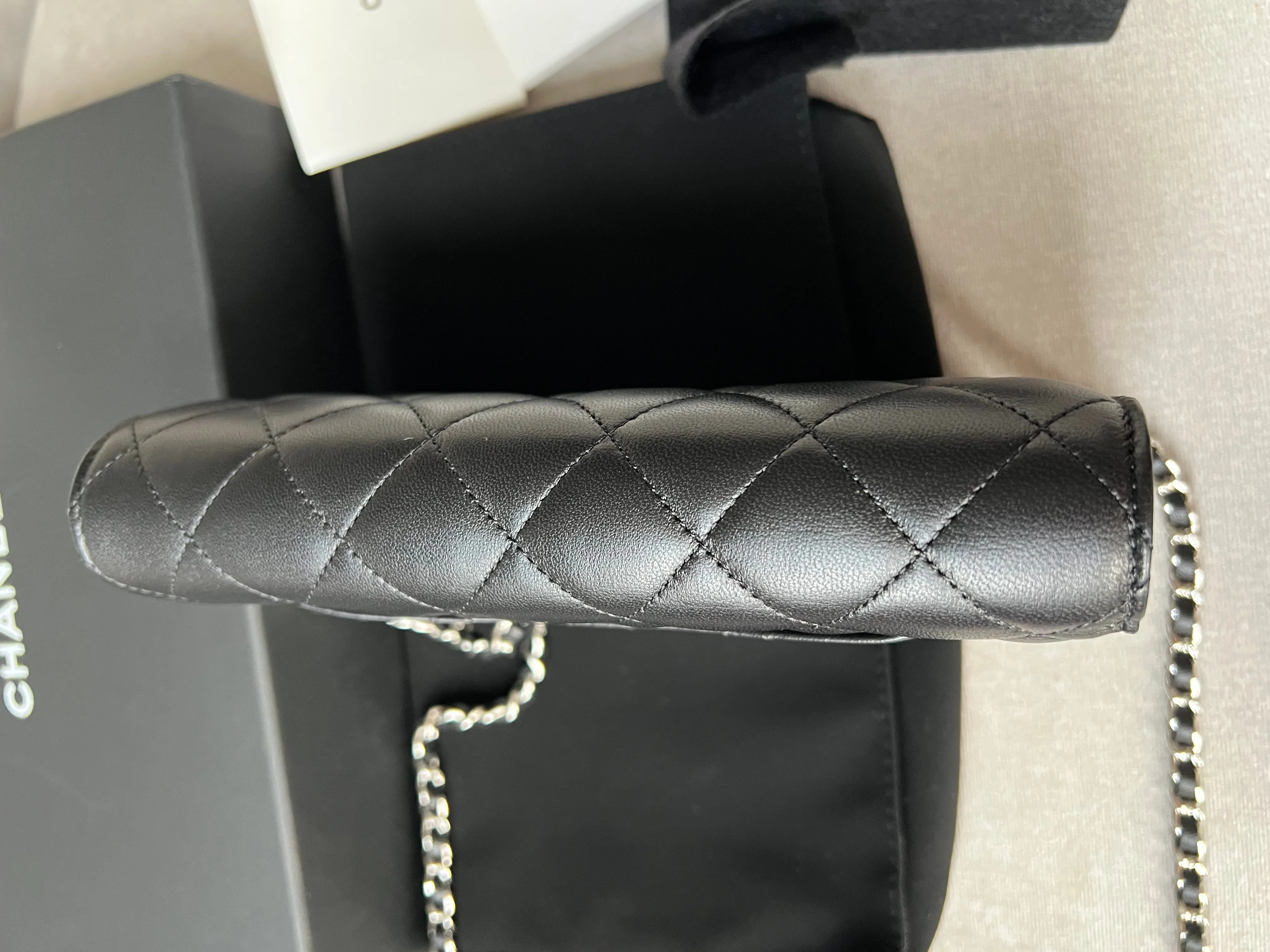 Chanel Black Lambskin Wallet on Chain with silver hardware (RRP £2,490)