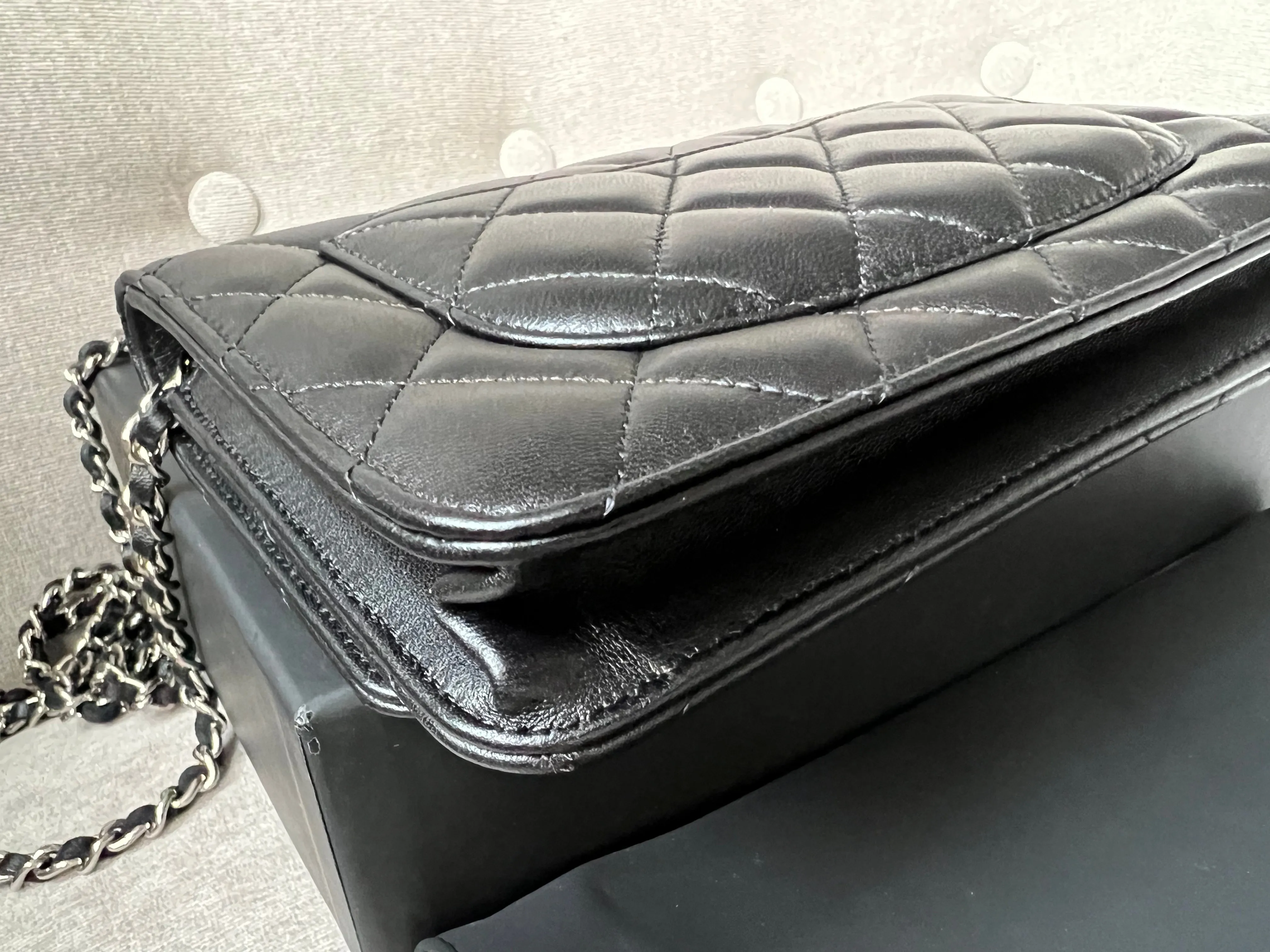 Chanel Black Lambskin Wallet on Chain with silver hardware (RRP £2,490)