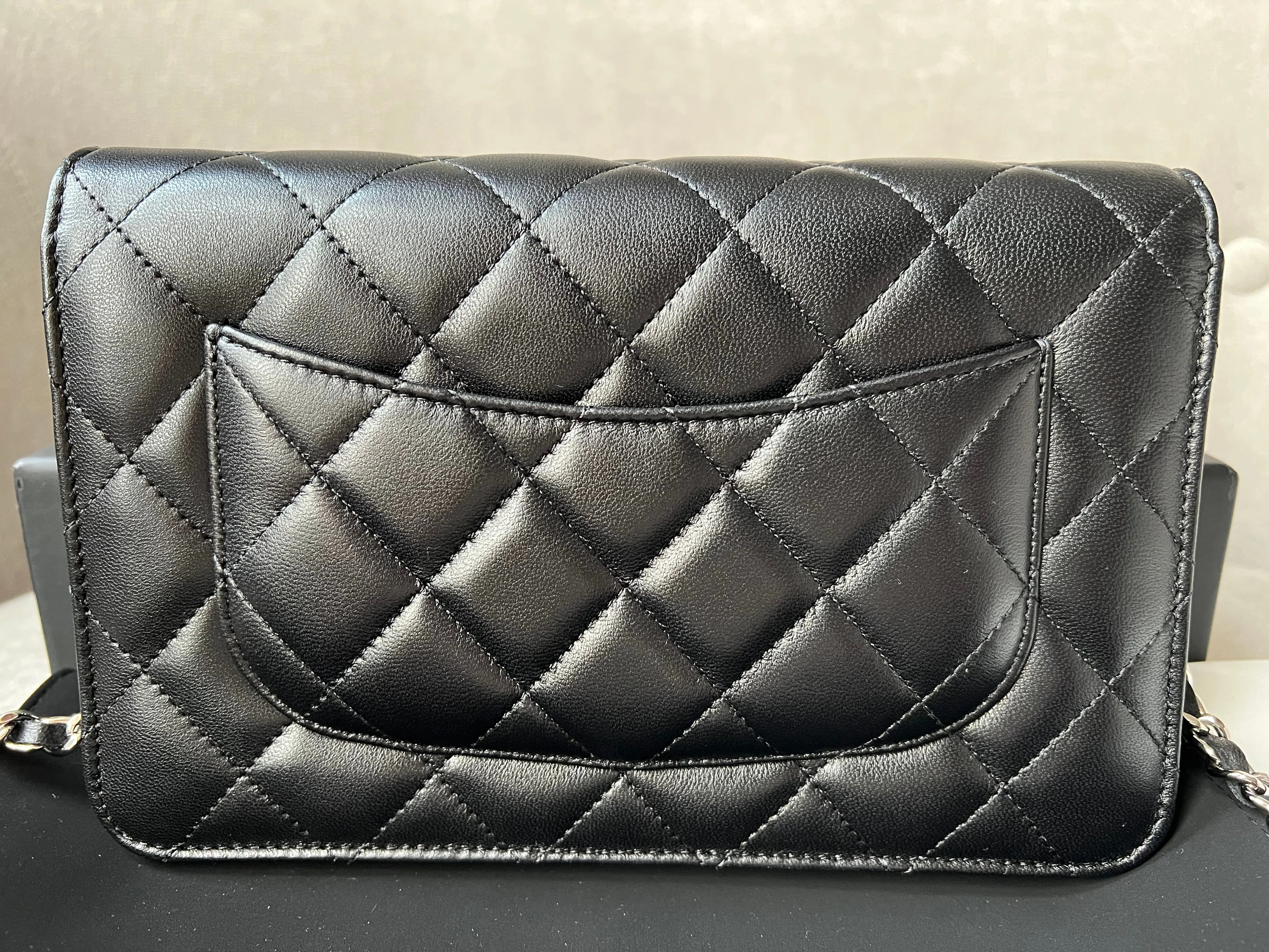 Chanel Black Lambskin Wallet on Chain with silver hardware (RRP £2,490)