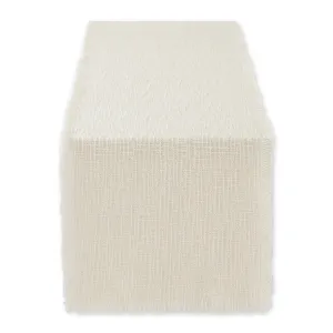 Cotton Runner - Cream Sugar Basket Fringe Ribbed