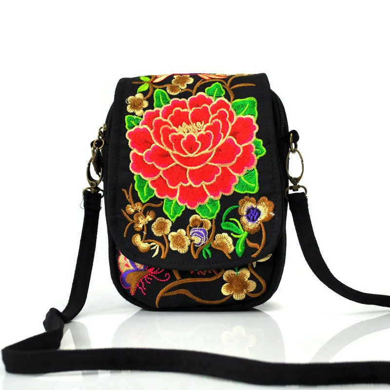 Ethnic Style Flip Marigold Embroidered Mobile Phone Bag