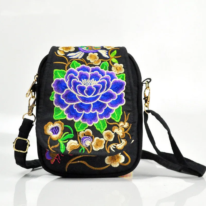 Ethnic Style Flip Marigold Embroidered Mobile Phone Bag
