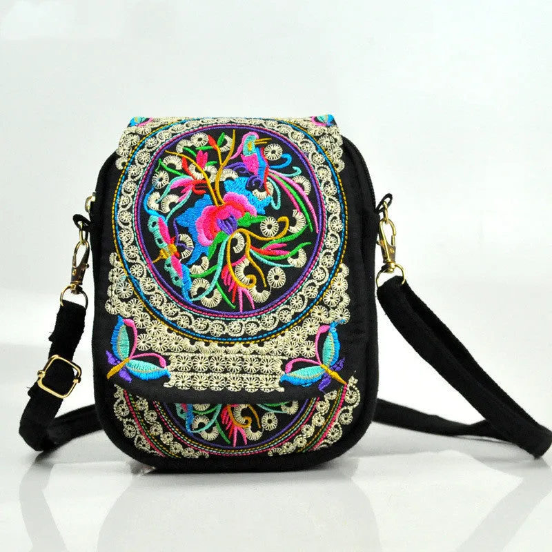 Ethnic Style Flip Marigold Embroidered Mobile Phone Bag