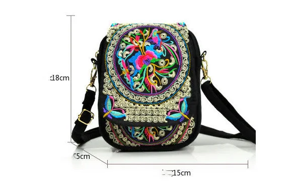 Ethnic Style Flip Marigold Embroidered Mobile Phone Bag