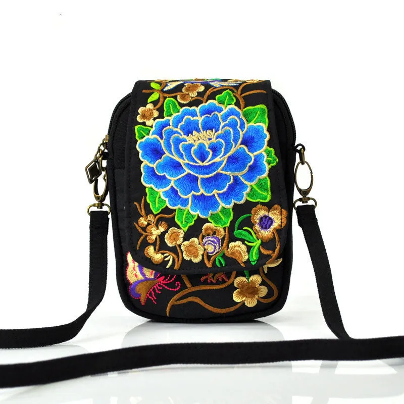 Ethnic Style Flip Marigold Embroidered Mobile Phone Bag