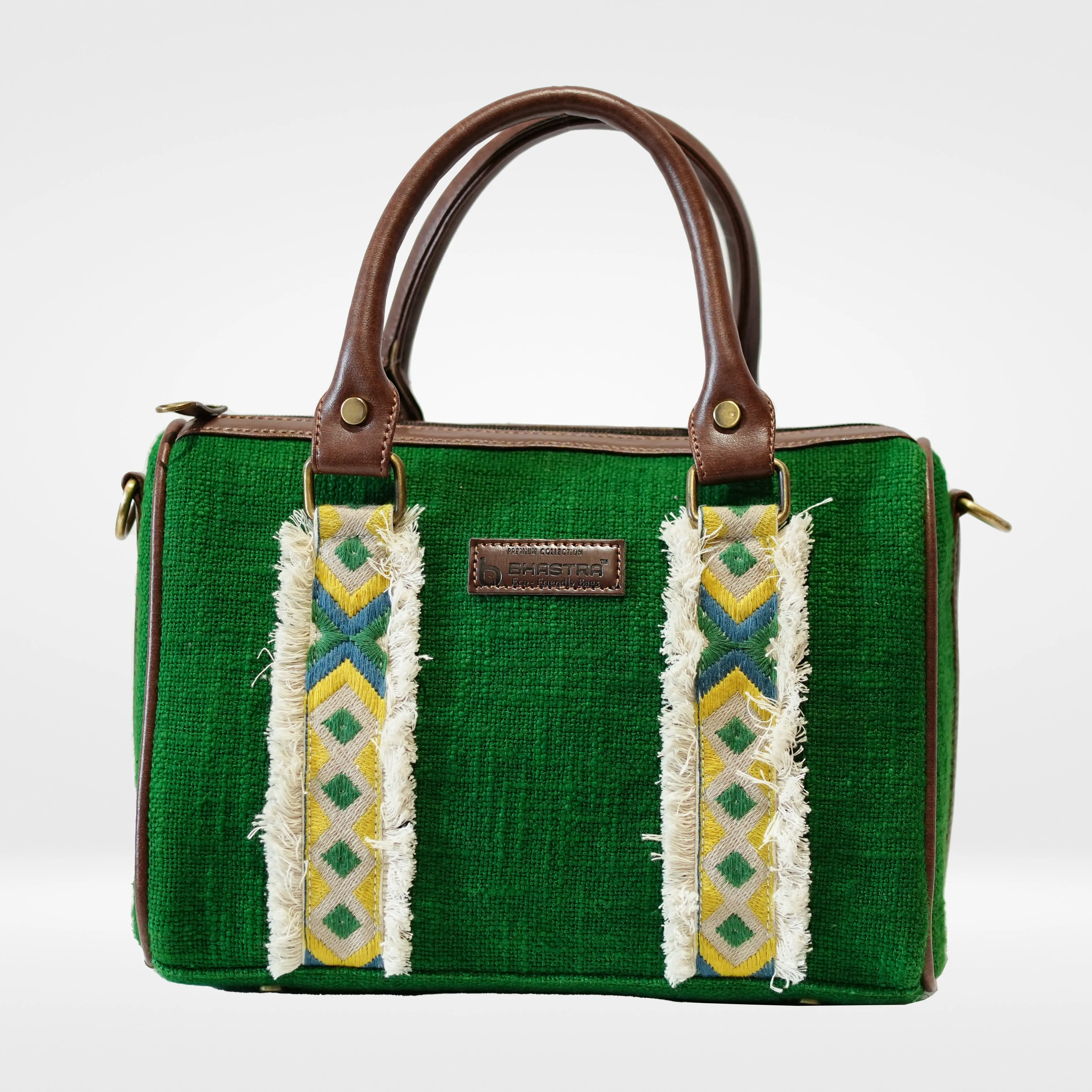 Forest Green Fringe Duffle Sling Bag