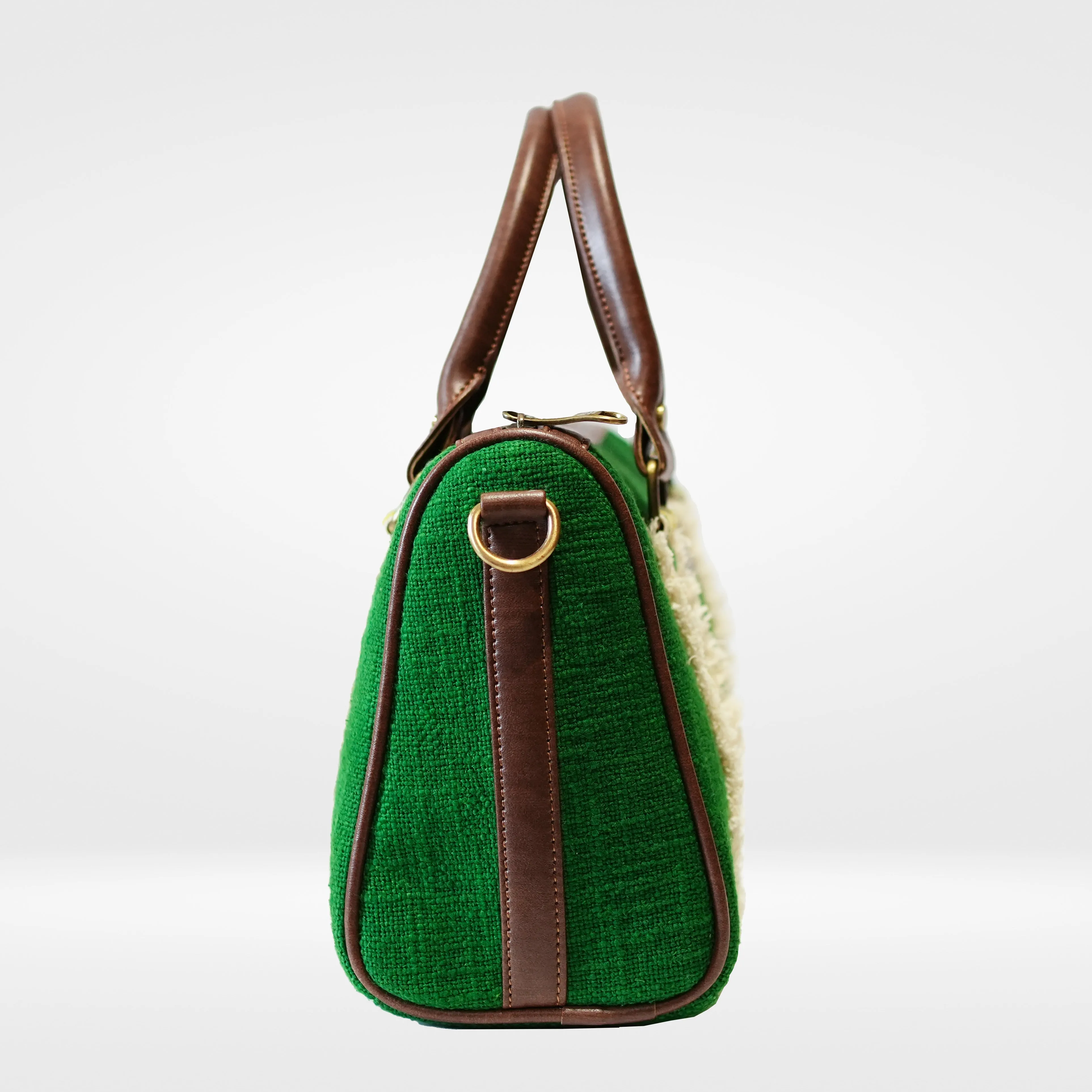 Forest Green Fringe Duffle Sling Bag