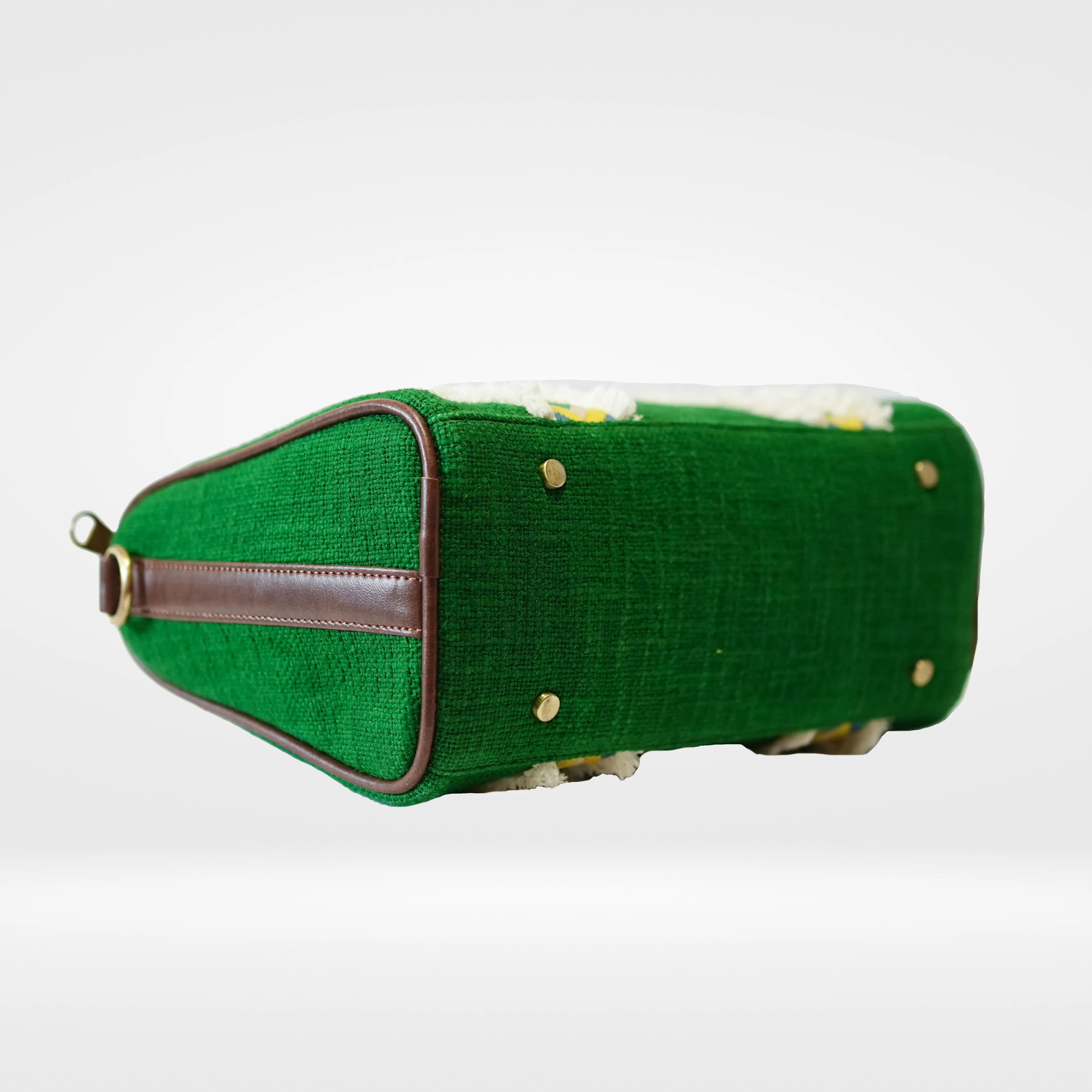 Forest Green Fringe Duffle Sling Bag