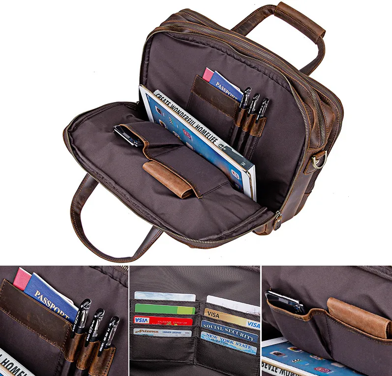 Genuine Leather Briefcase, Messenger Bag, Shoulder Bag, Leather Laptop Bag, Leather Business Bag, Men's Bag