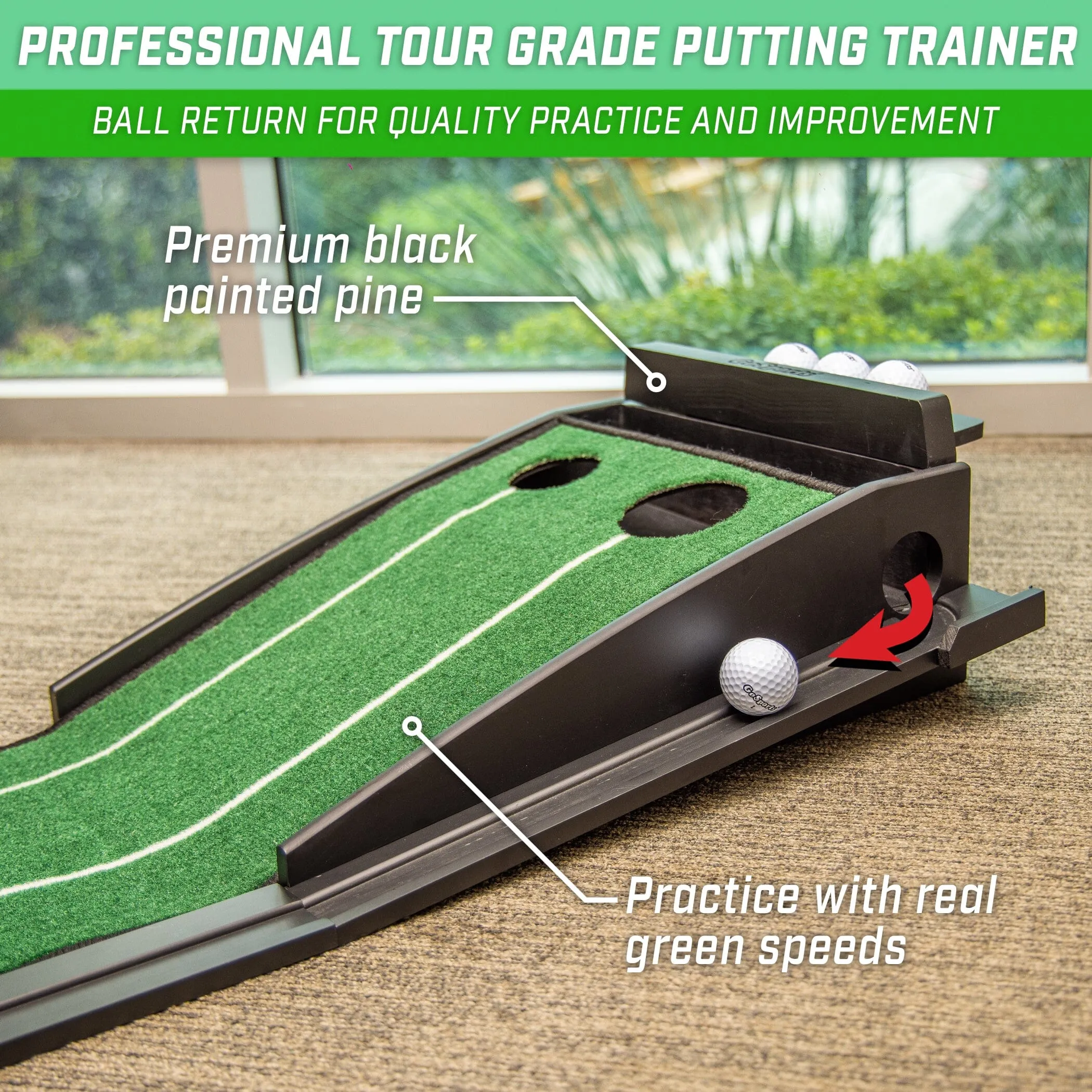 GoSports Pure Putt Golf 9 ft Putting Green Ramp - Black