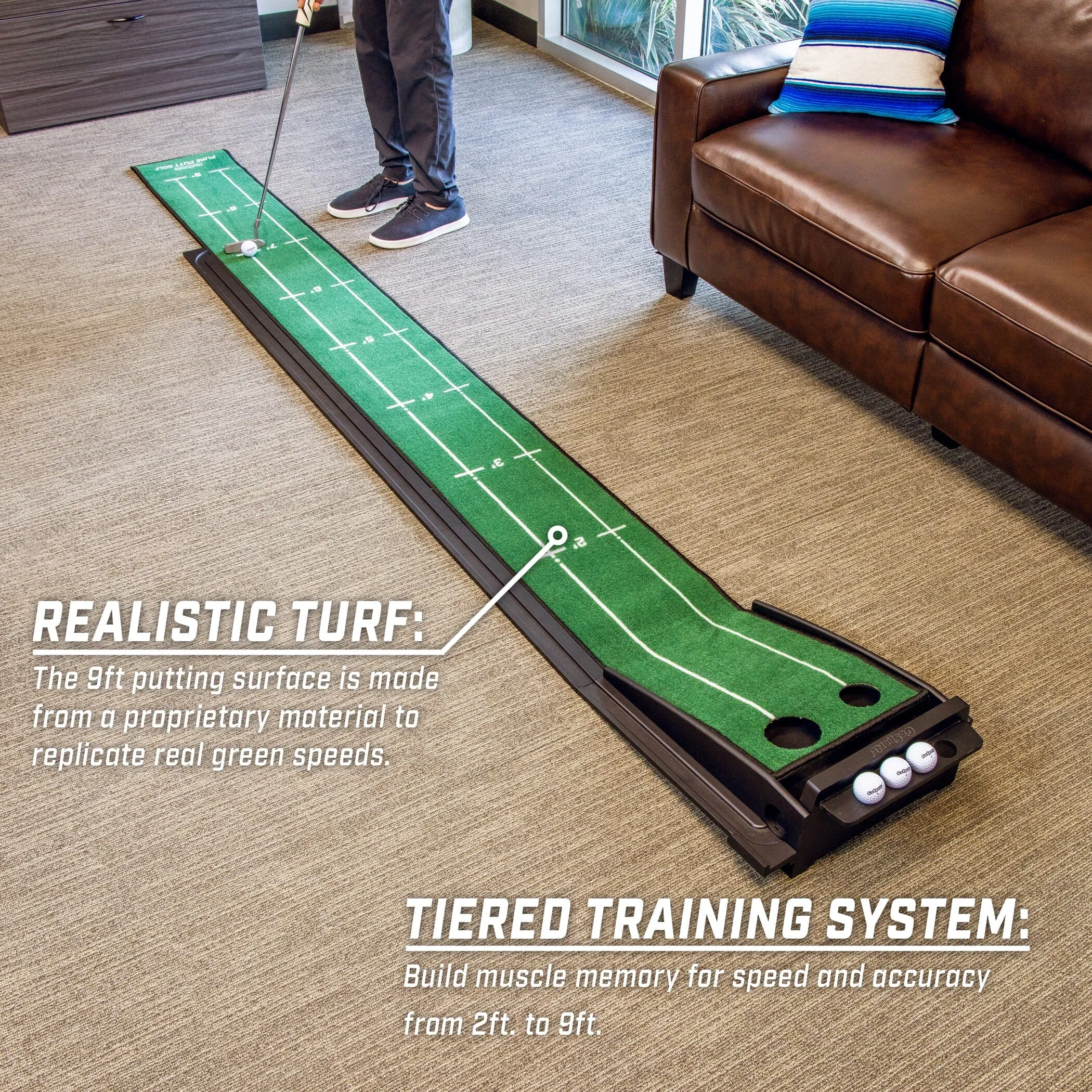 GoSports Pure Putt Golf 9 ft Putting Green Ramp - Black