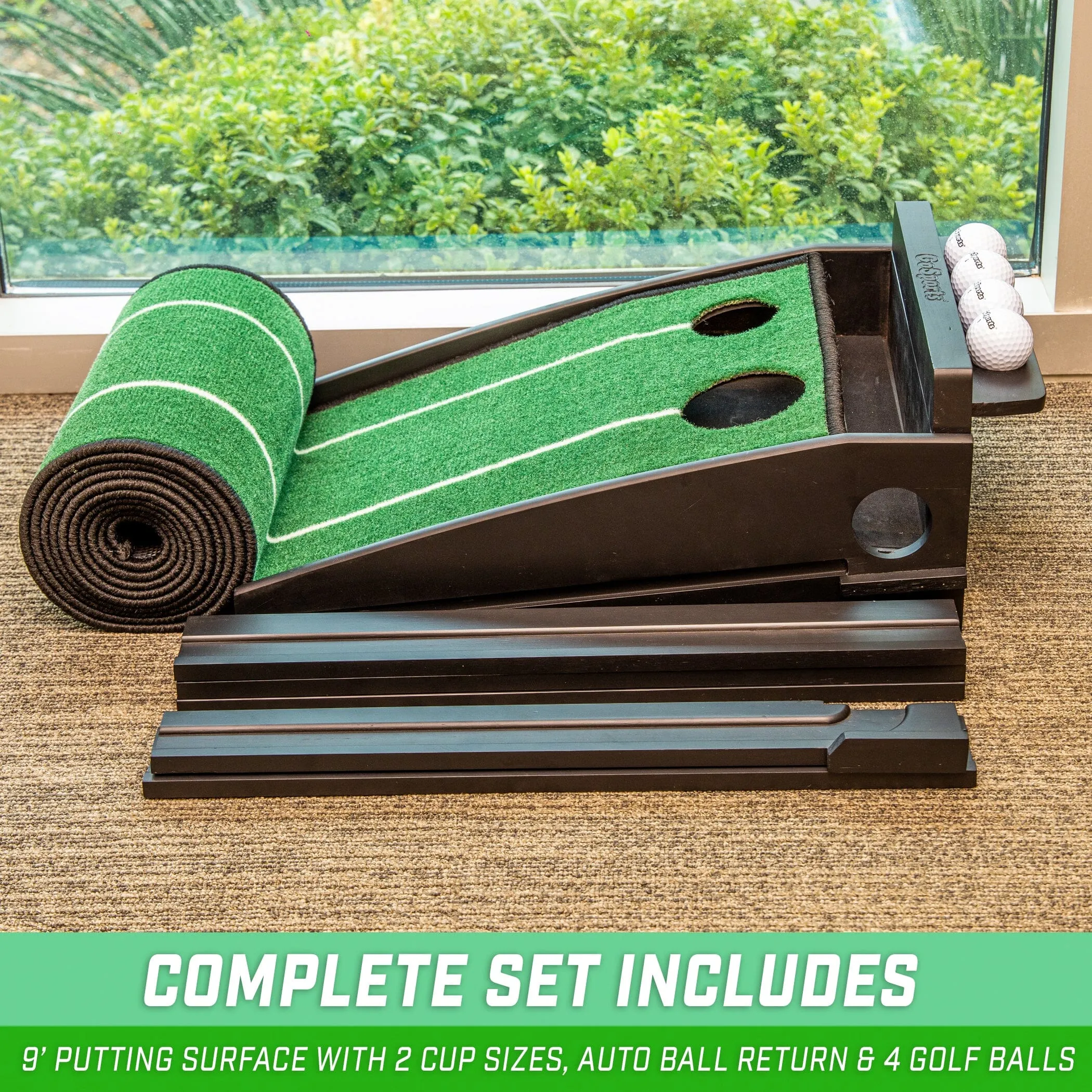 GoSports Pure Putt Golf 9 ft Putting Green Ramp - Black