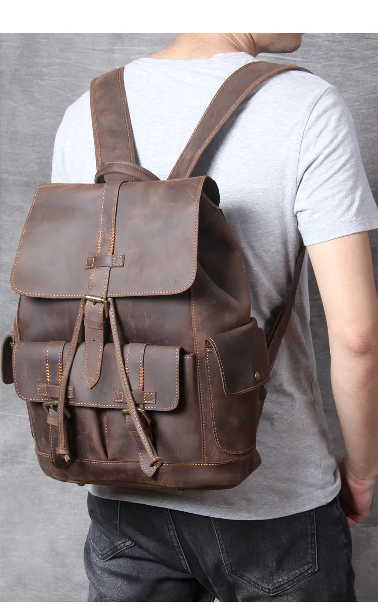 High Quality Genuine Leather Outdoor Backpack YG1112