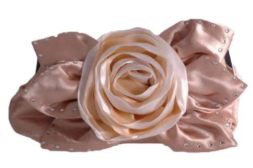 Jewel Satin Rose Detail Clutch Bag