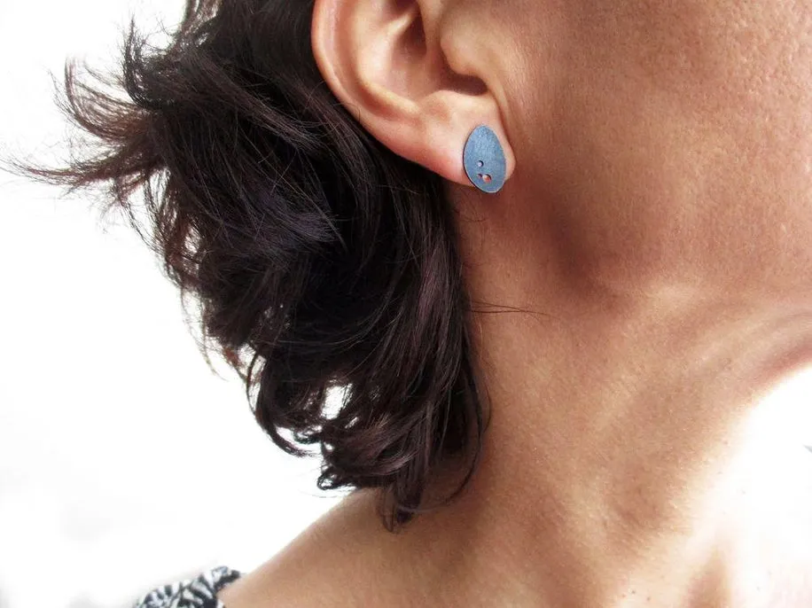 KimyaJoyas Earrings: Trendy Artistic Oval Posts