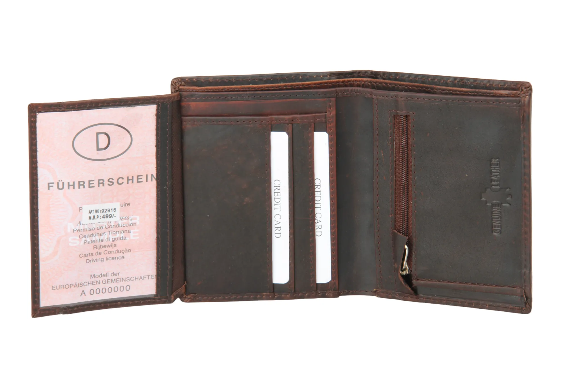 Mens leather wallet with zodiac sign 92916 (Libra) Brown
