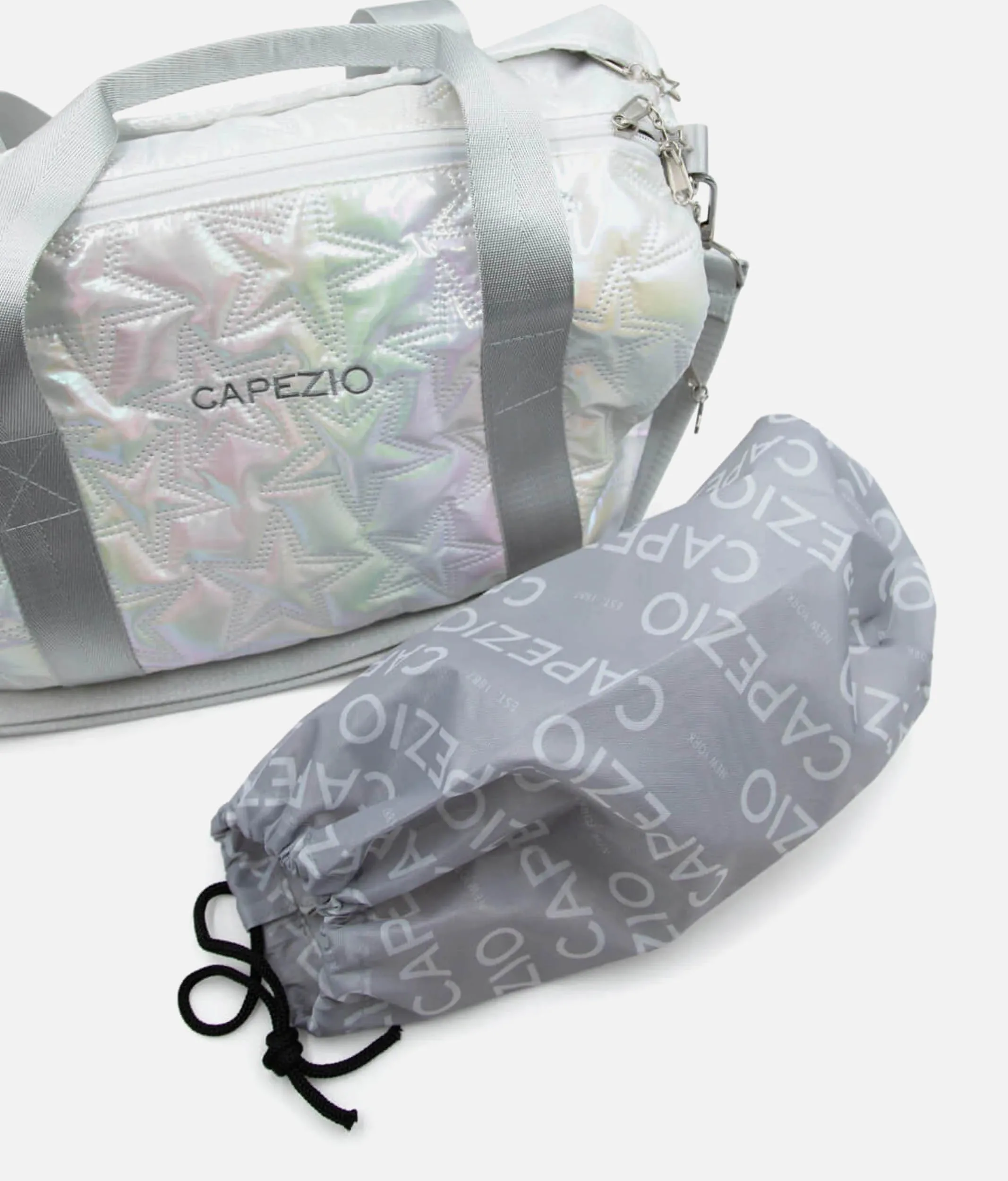 Metallic Star Duffle, Adjustable Strap & Shoe Pocket Dance Bag - B323