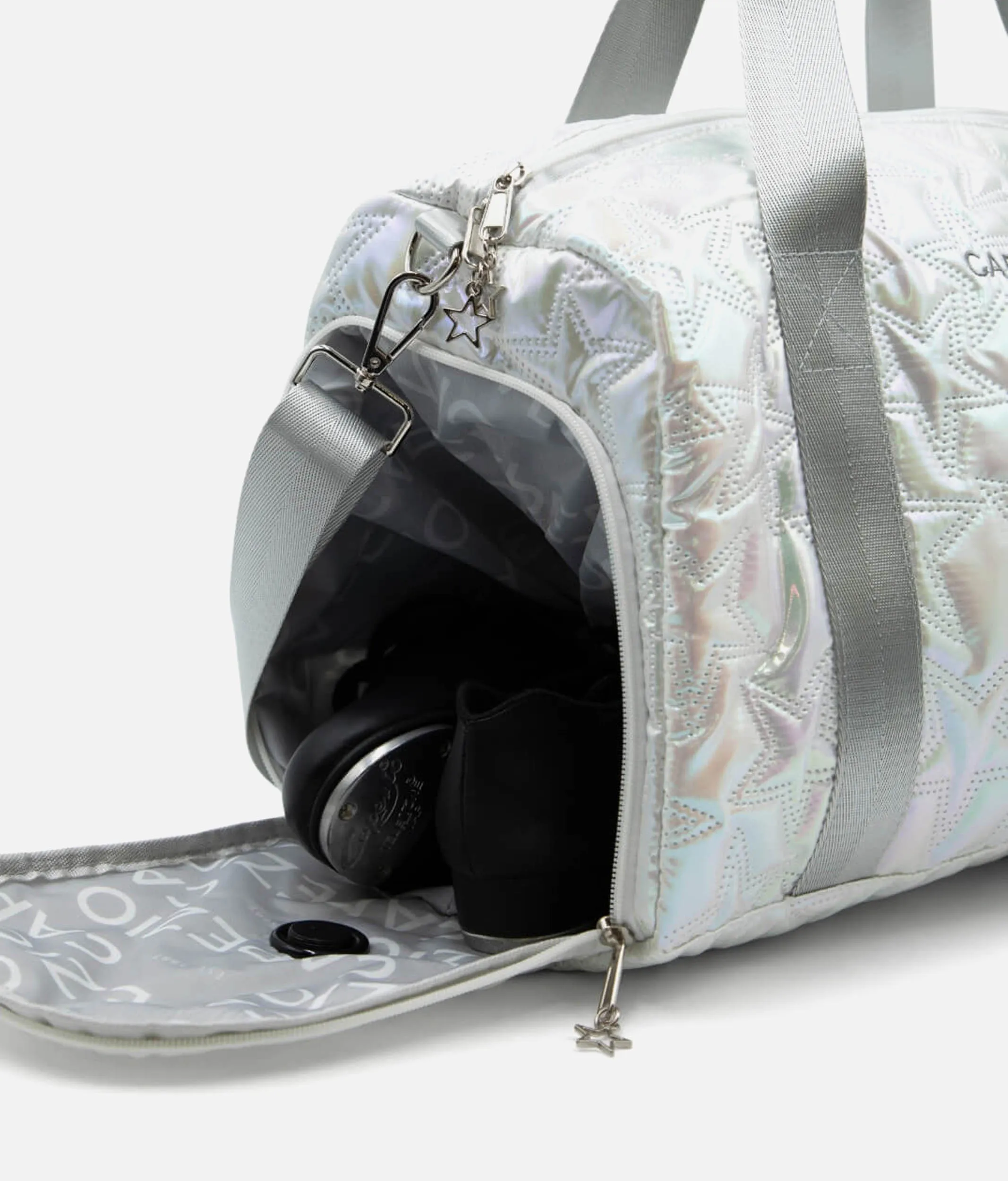 Metallic Star Duffle, Adjustable Strap & Shoe Pocket Dance Bag - B323