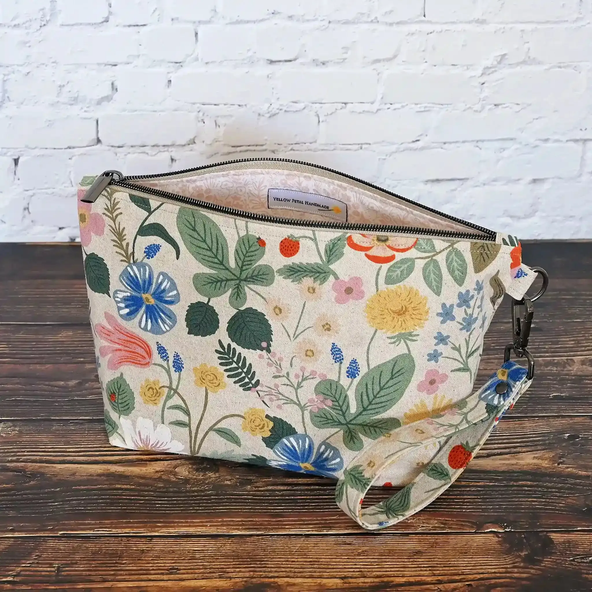 Natural Canvas Pouch in Strawberry Fields by Rifle Paper Co.