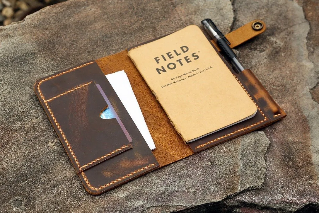 Personalized Leather field notes case wallet