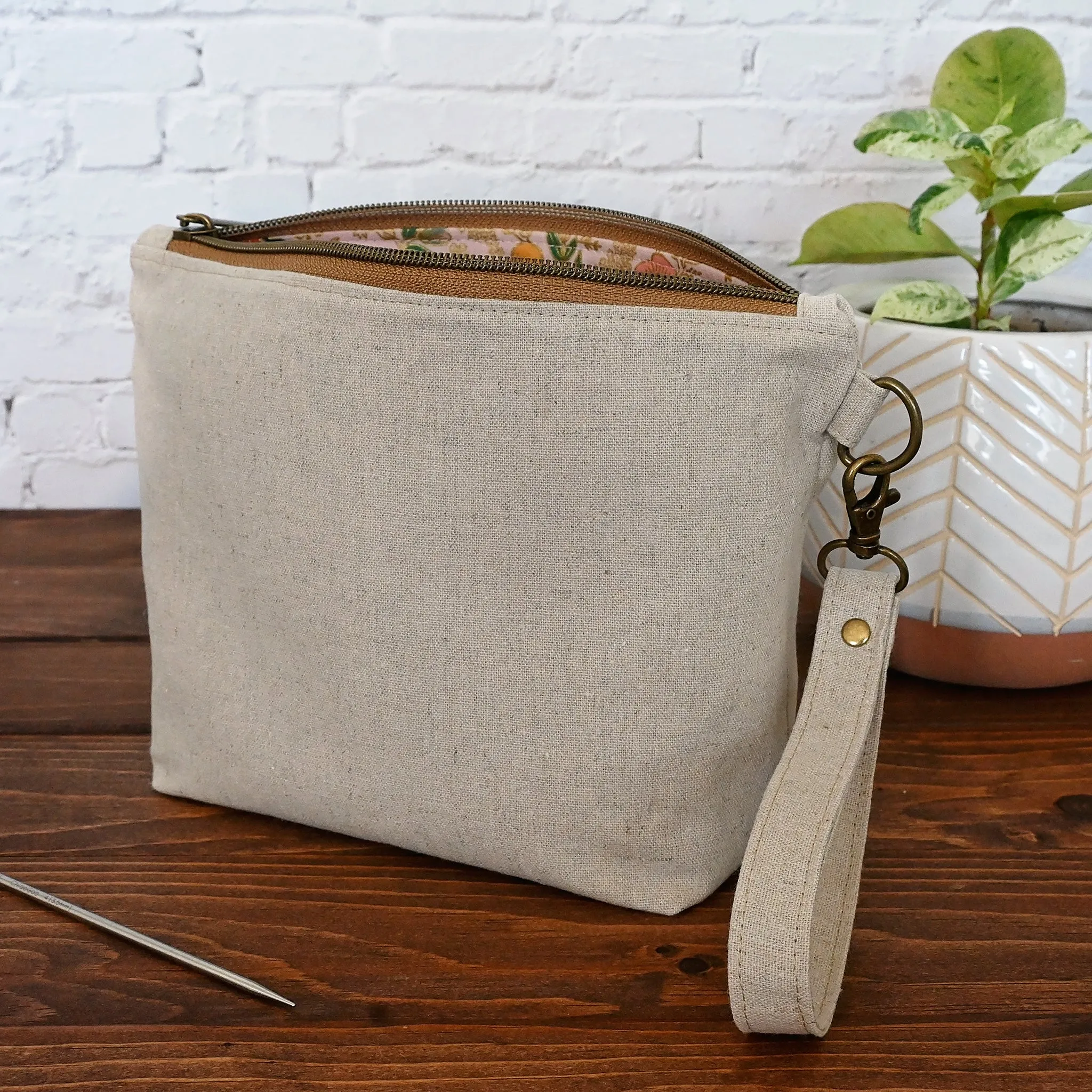 Petal Pink Sock Pouch in Natural Canvas