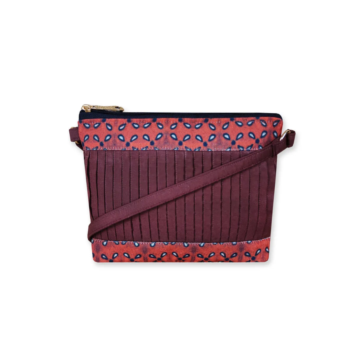 Pleated Maroon Sling Bag