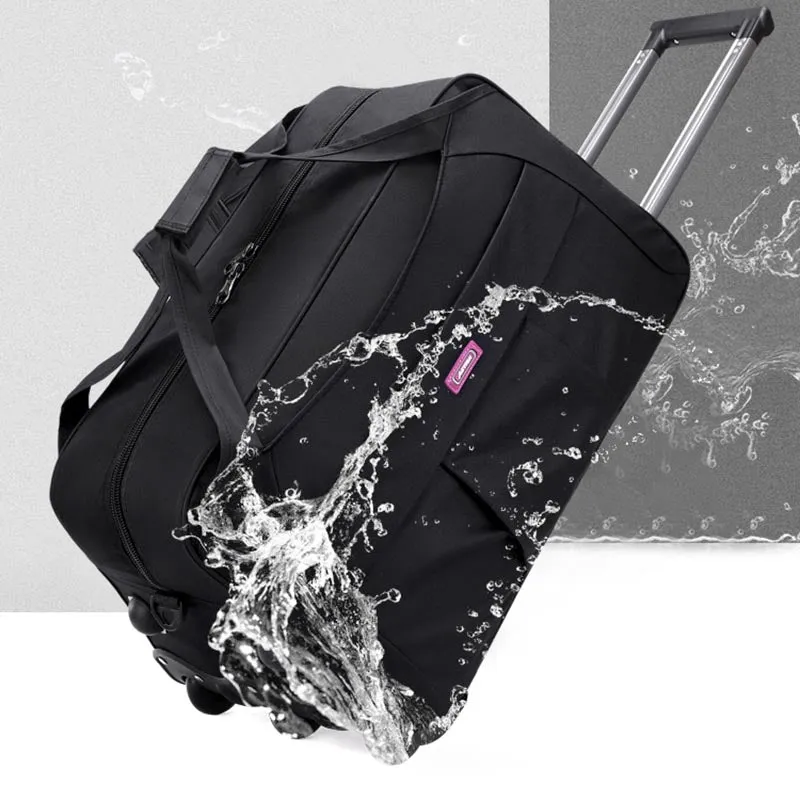 Pull Rod Rolling Tote For Short Trip Collapsible Duffle Bag