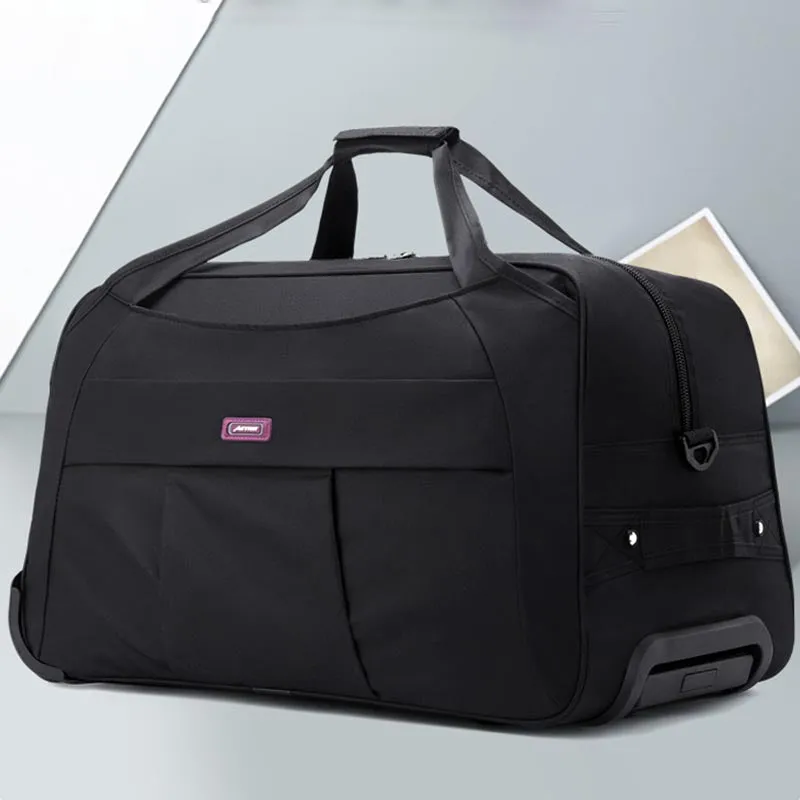 Pull Rod Rolling Tote For Short Trip Collapsible Duffle Bag