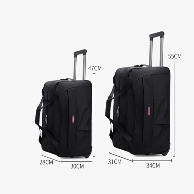 Pull Rod Rolling Tote For Short Trip Collapsible Duffle Bag