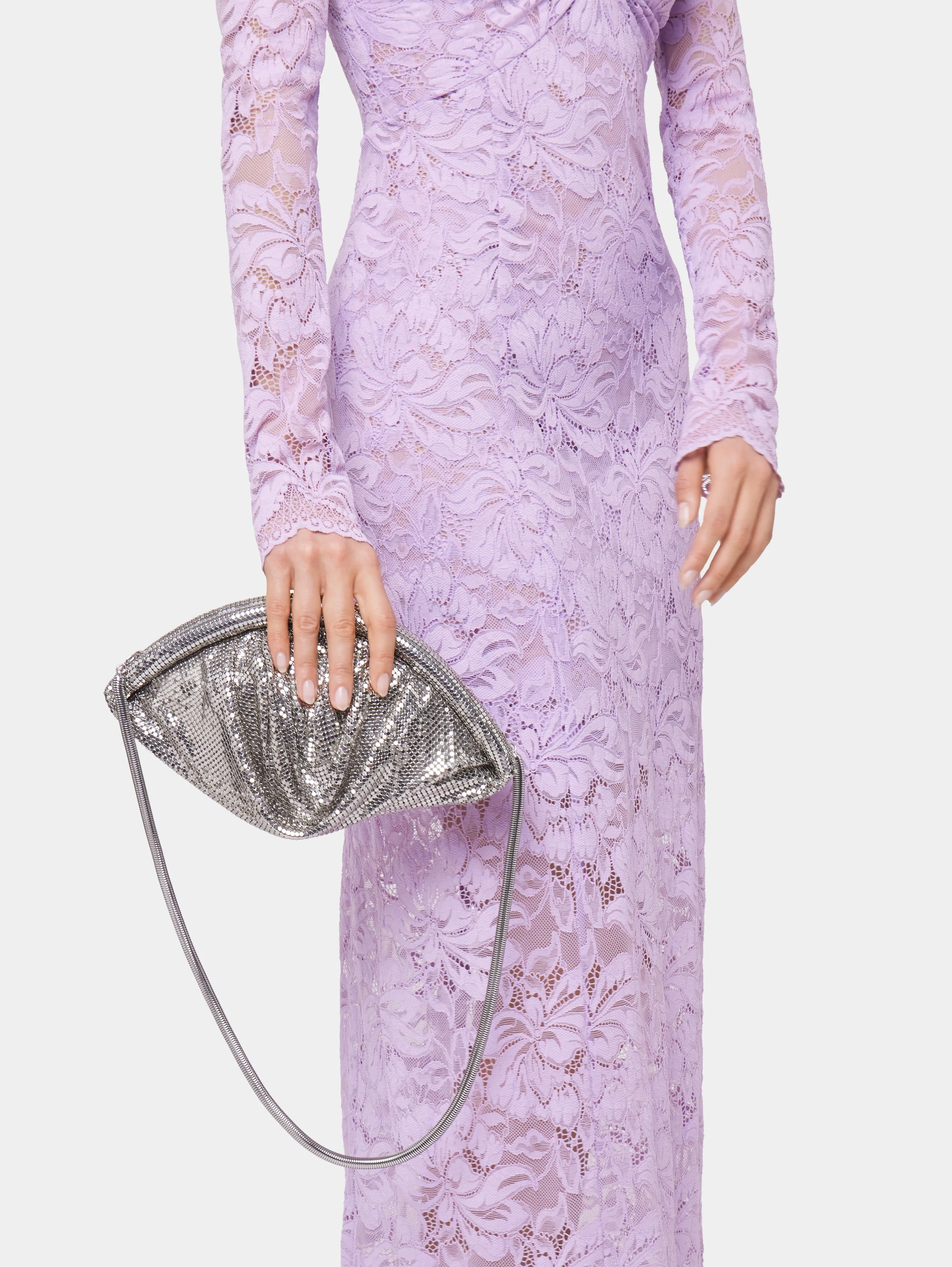SILVER MESH EVENING CLUTCH
