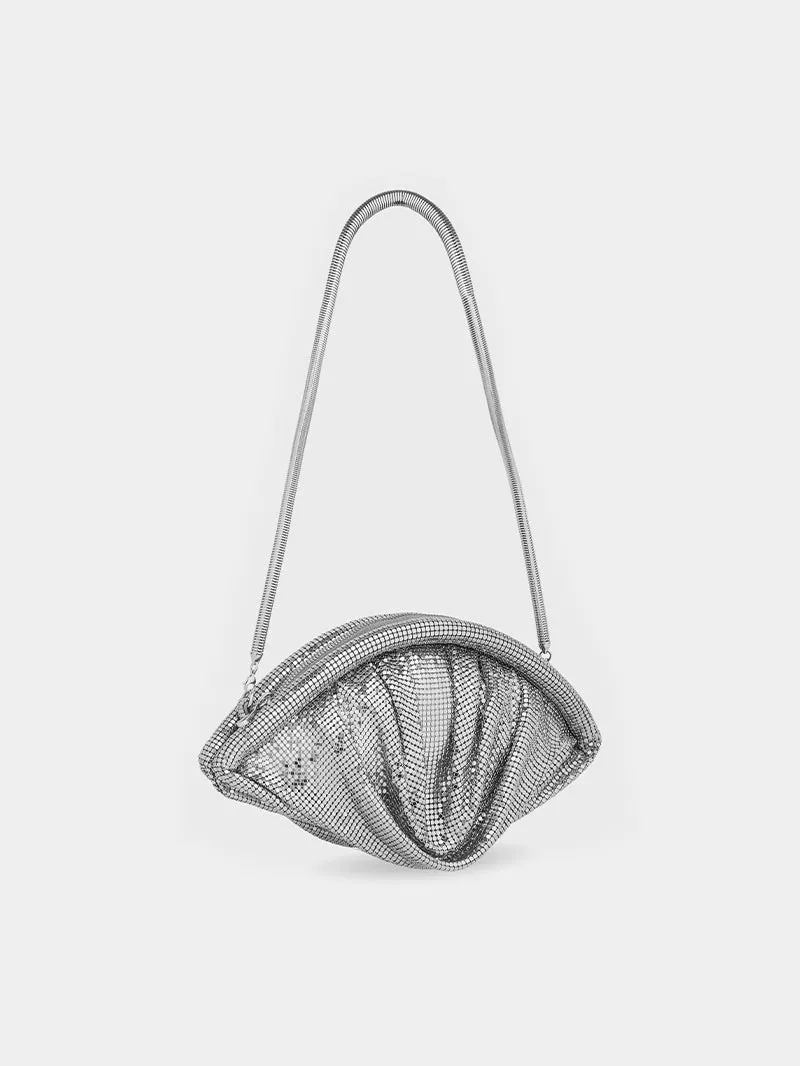SILVER MESH EVENING CLUTCH