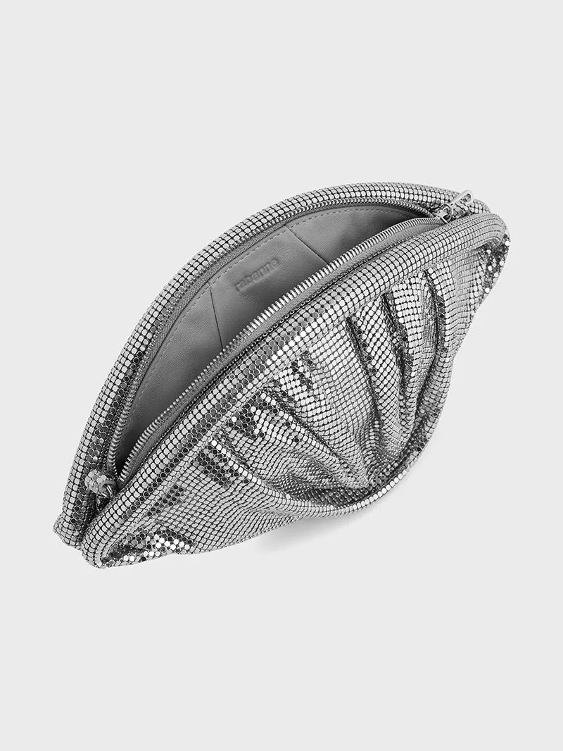 SILVER MESH EVENING CLUTCH