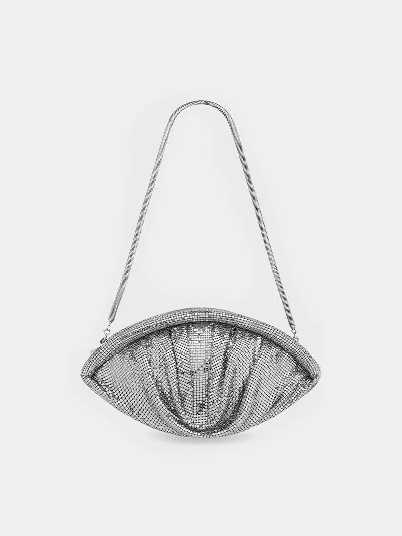 SILVER MESH EVENING CLUTCH