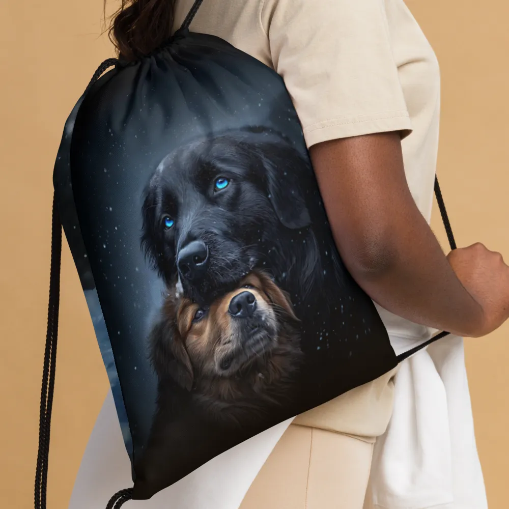 Snowy Embrace Drawstring bag