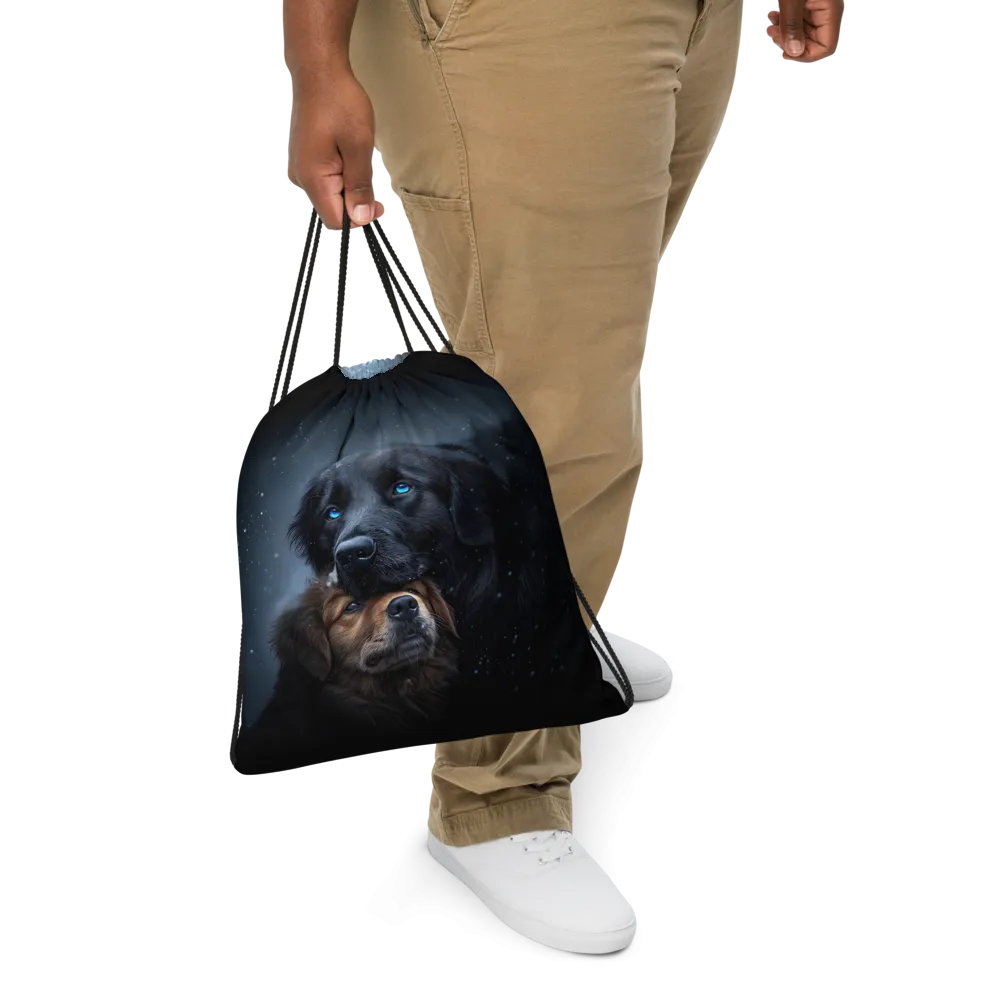 Snowy Embrace Drawstring bag