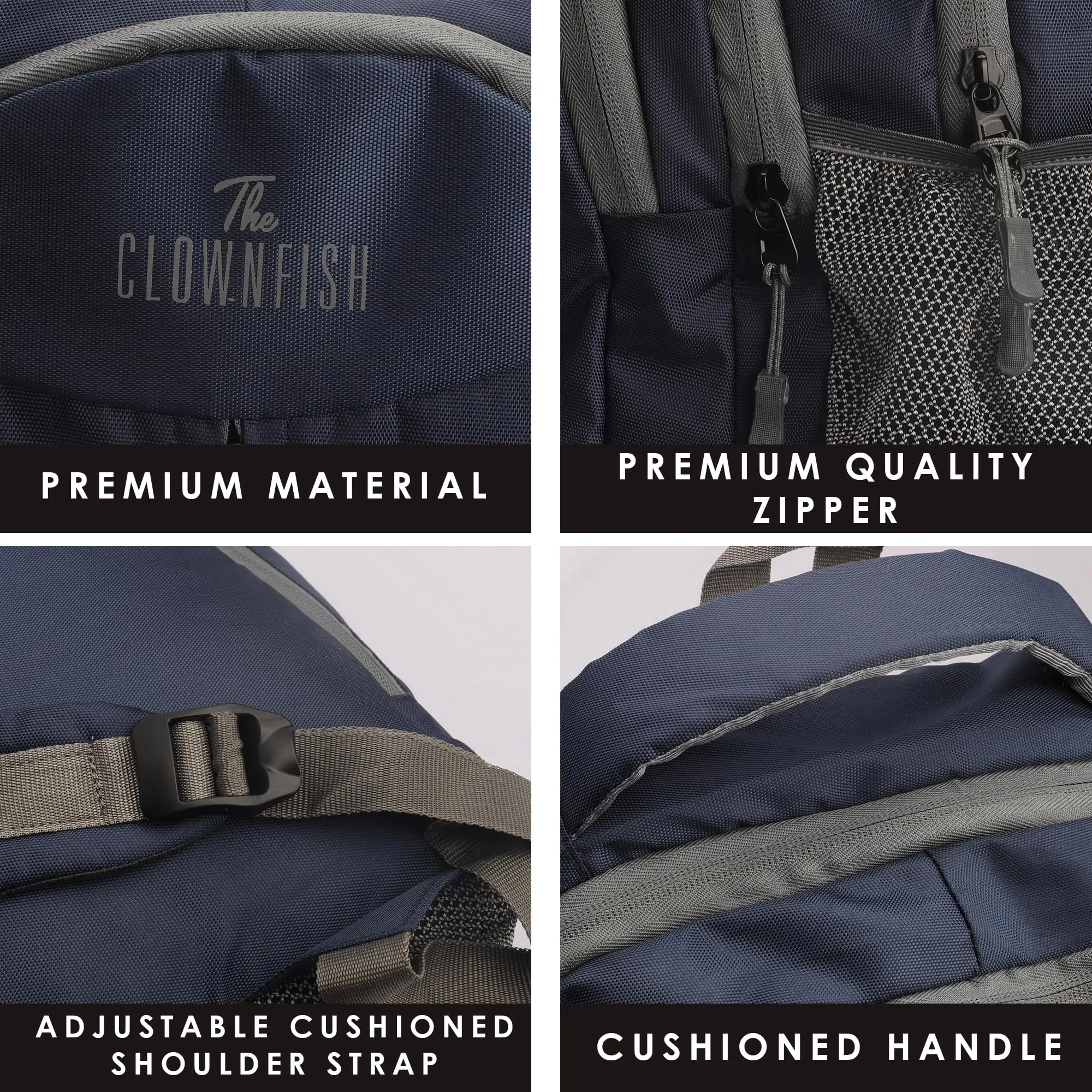 THE CLOWNFISH Madison Series 23 liters Polyester 15.6 inch Laptop Backpack with Backpack Cover Office College School Bag Travel Backpack For Men and Women (Navy Blue)
