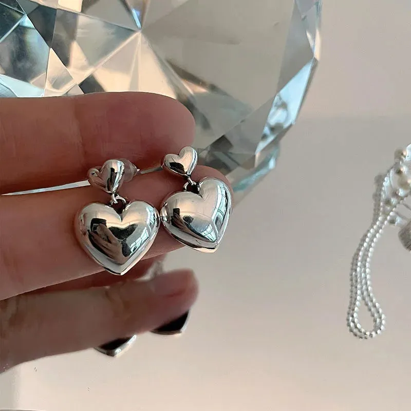 VAIGE Charming Silver Heart Drop Earrings
